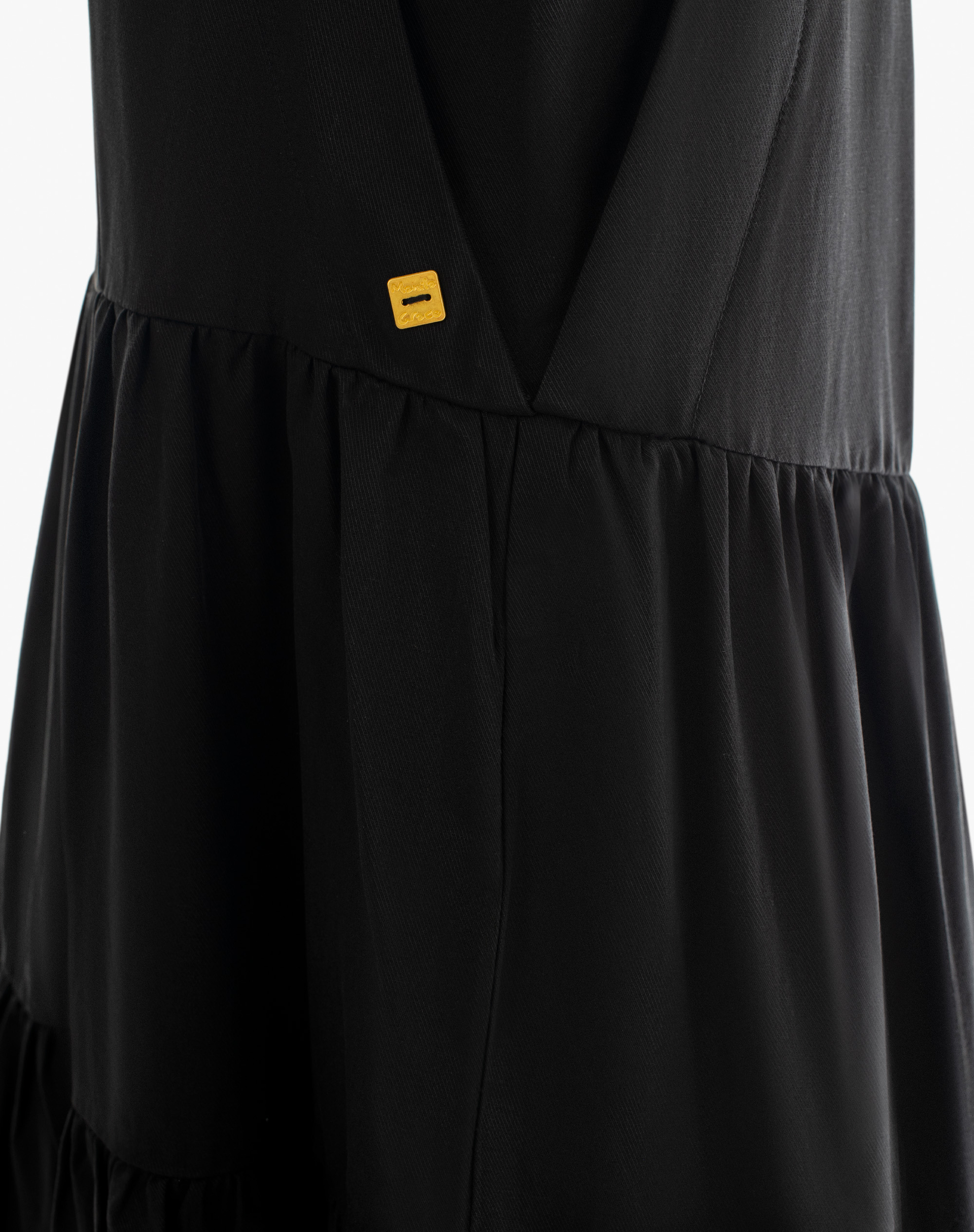 Abito Lungo Smanicato Con Balze - NERO - Manila Grace