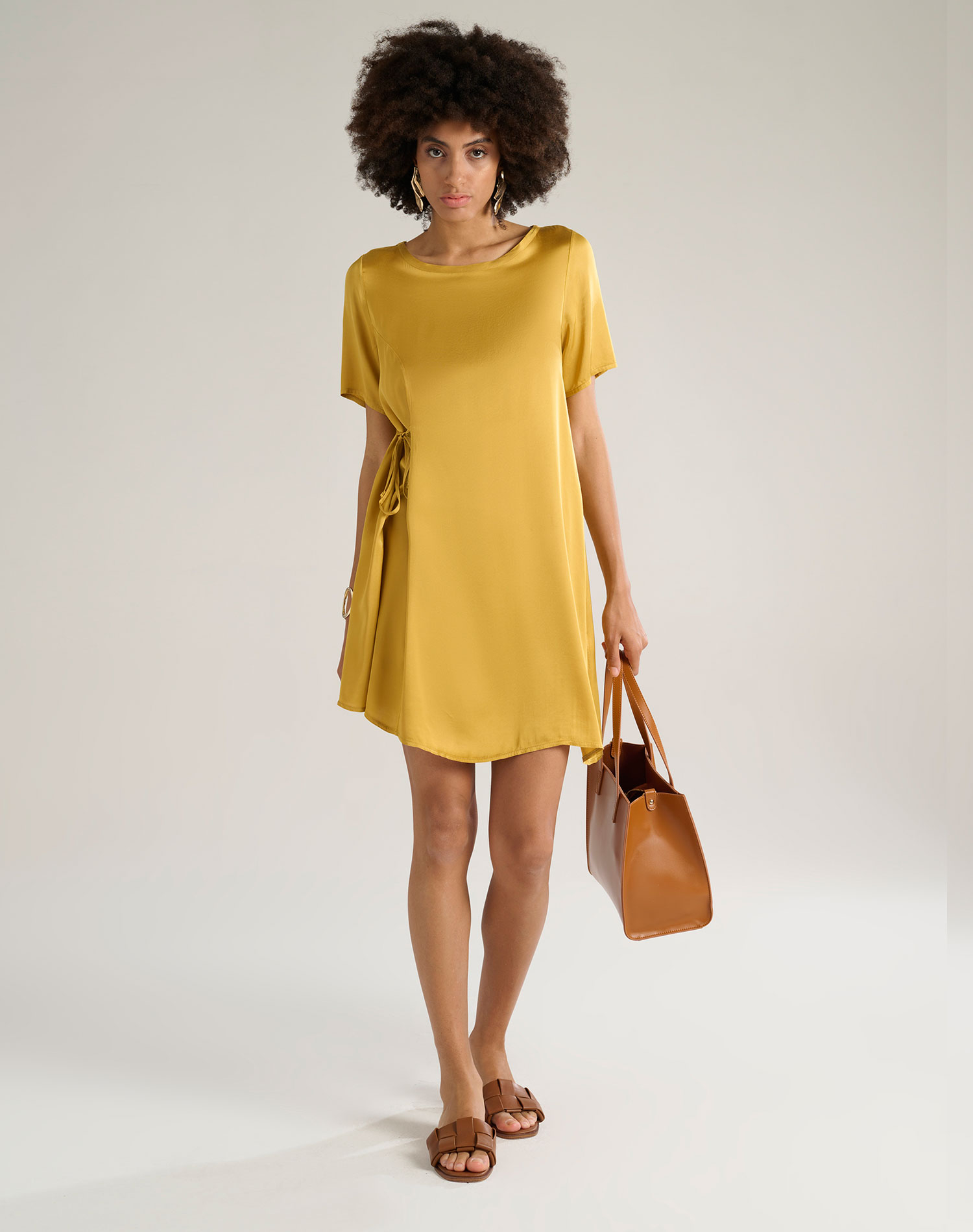 BOAT NECKLINE DRESS - MUSTARD - Manila Grace | Official Website