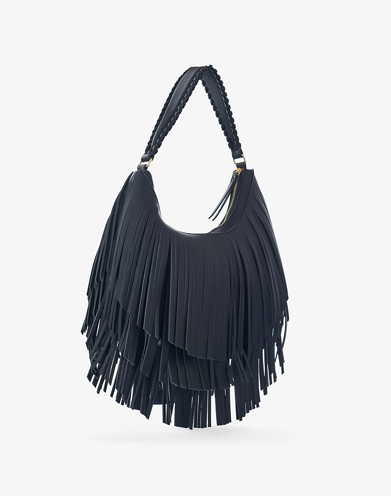 HOBO BAG FRANGE - BLACK - Manila Grace | Official Website