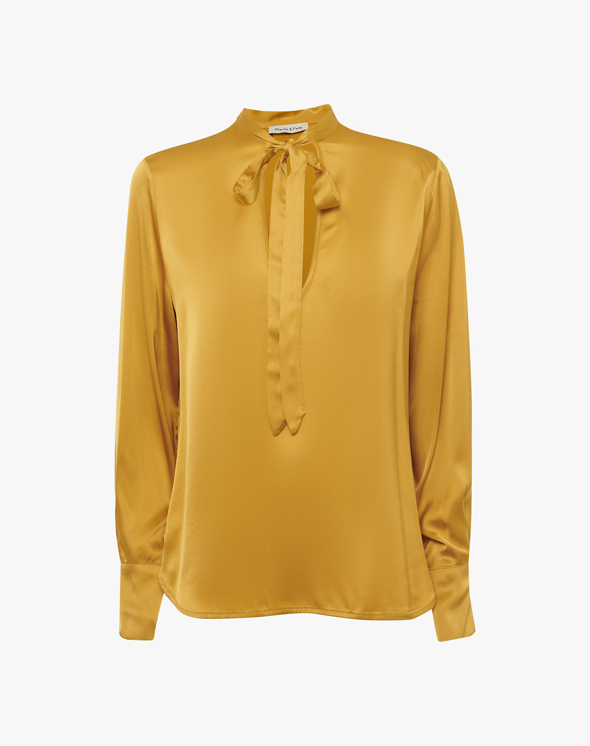 BLOUSE WITH BOW - MUSTARD - Manila Grace | Official Website