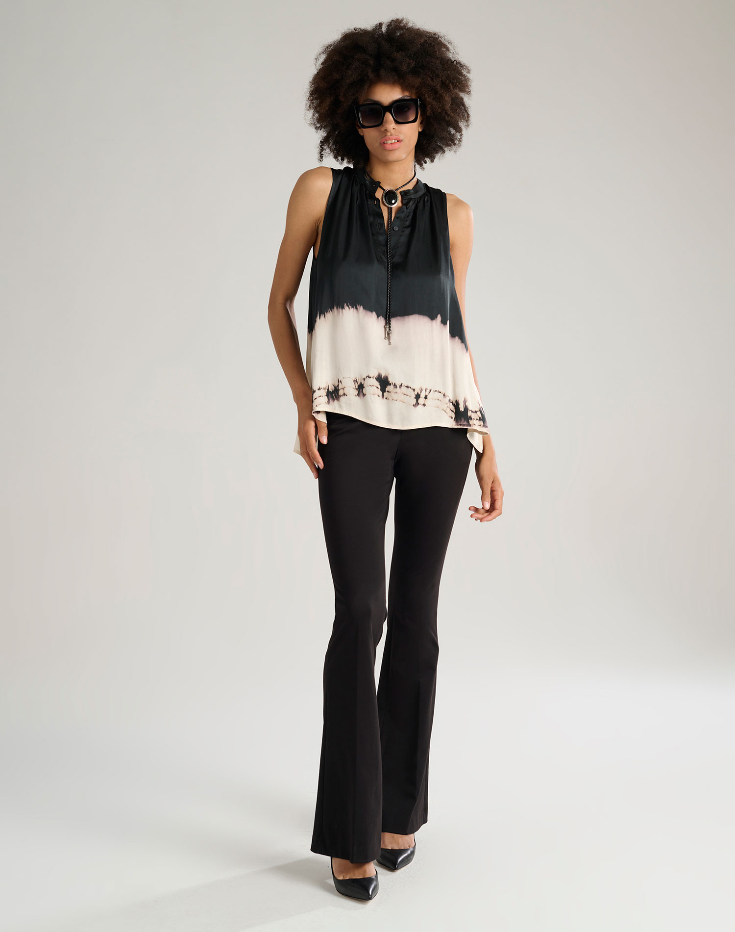 TIE DYE BLUSE - BLACK - Manila Grace | Official Website