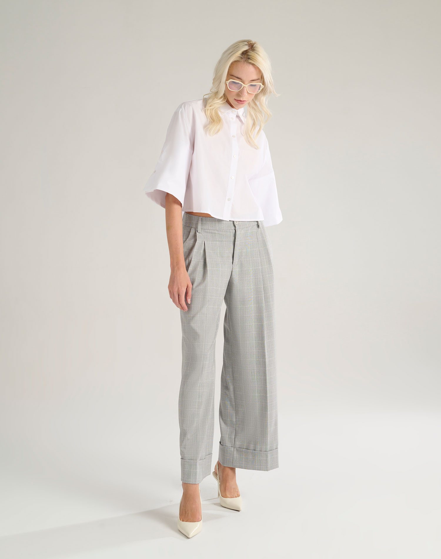 CROPPED SHIRT - OPTICAL WHITE - Manila Grace | Official Website