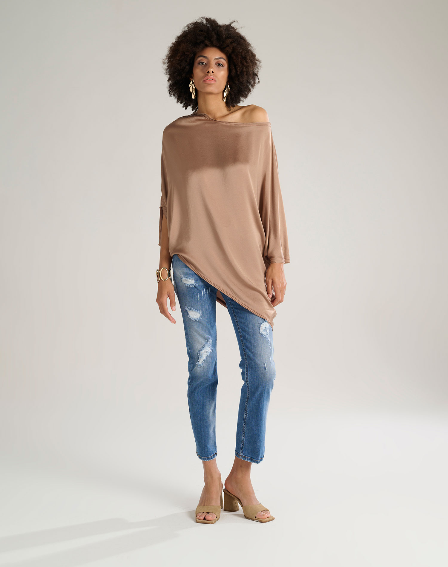 ASYMMETRICAL BLUSE - EARTH - Manila Grace | Official Website