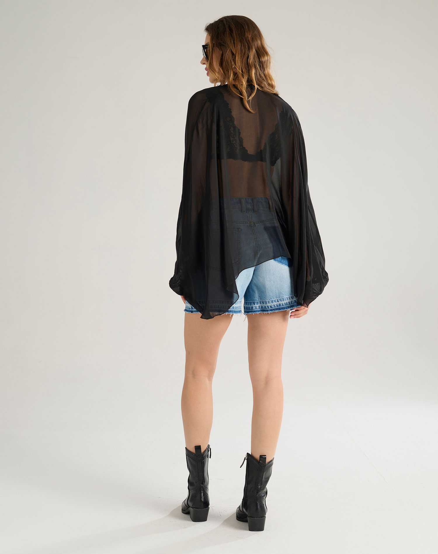MAXI BLOUSE WITH BOW - BLACK - Manila Grace | Official Website