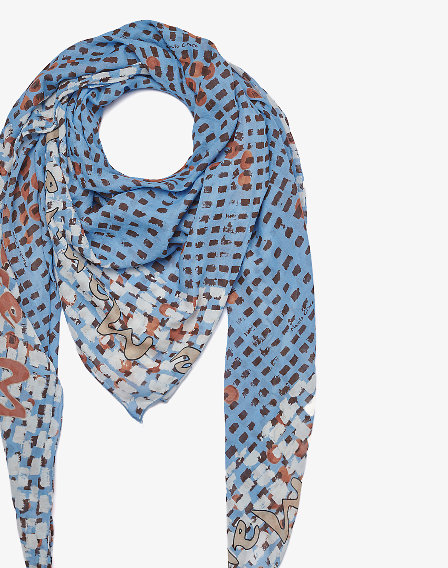 TRAPEZE SCARF IN VOILE COTTON SILK - MA570 - Manila Grace | Official Website