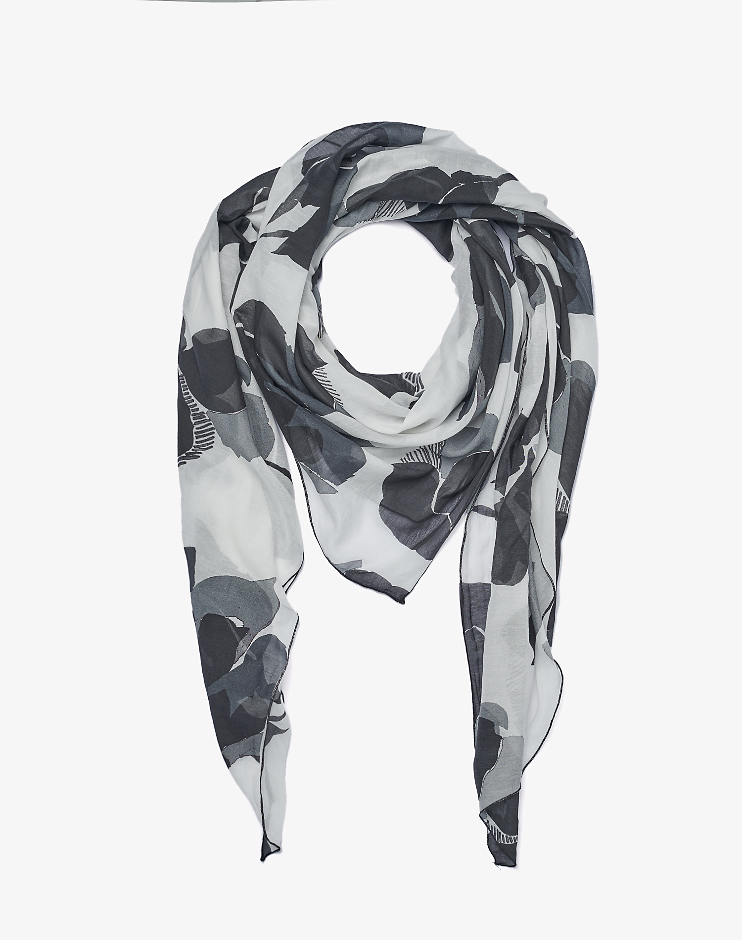 TRAPEZE SCARF IN COTTON AND SILK VOILE - FOULARDS & SCARVES - Manila Grace | Official Website