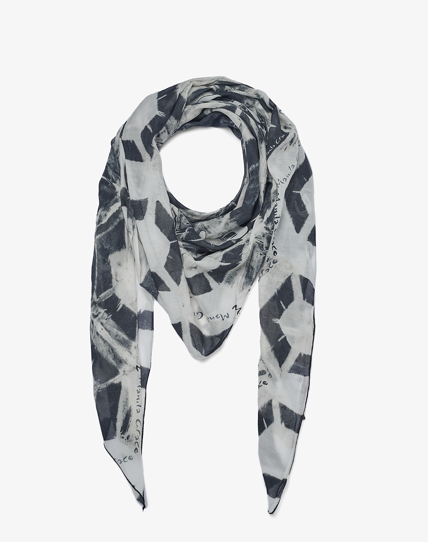TRAPEZE SCARF IN VOILE COTTON SILK - BLACK - Manila Grace | Official Website