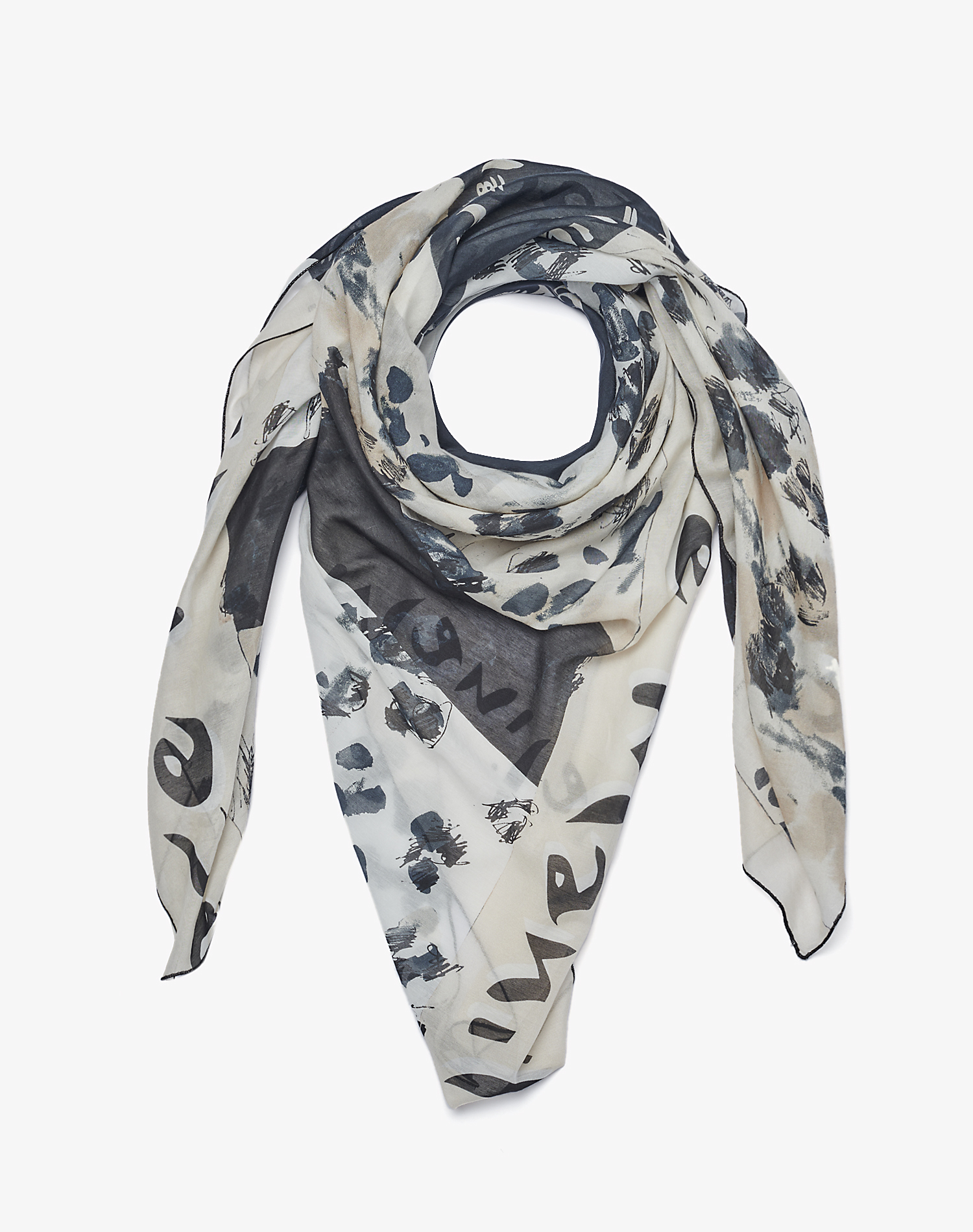 TRAPEZE SCARF IN VOILE COTTON SILK - OFF WHITE - Manila Grace | Official Website