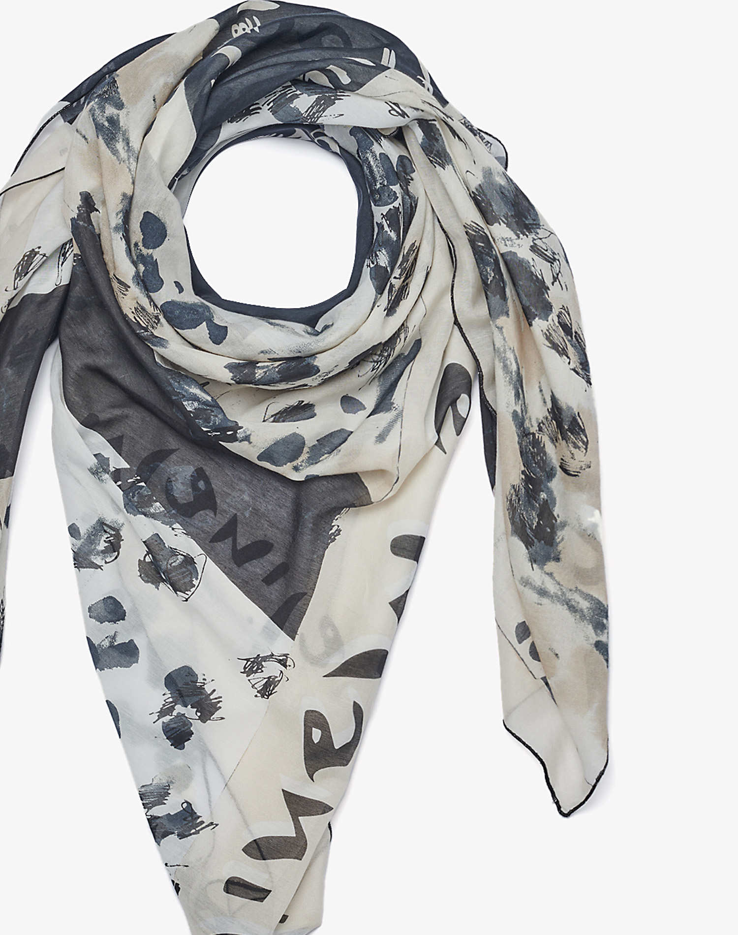 TRAPEZE SCARF IN VOILE COTTON SILK - OFF WHITE - Manila Grace | Official Website