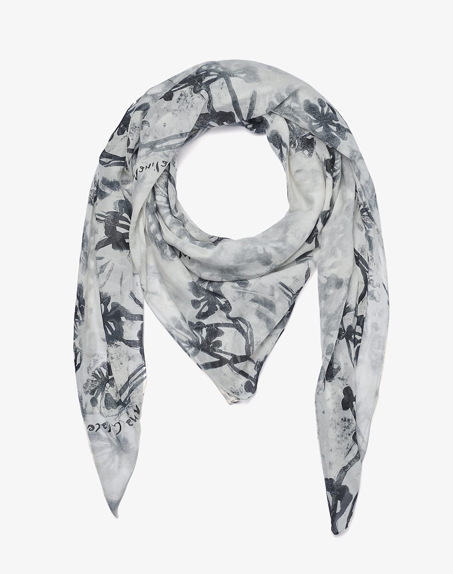 TRAPEZE SCARF IN VOILE COTTON SILK - BLACK - Manila Grace | Official Website