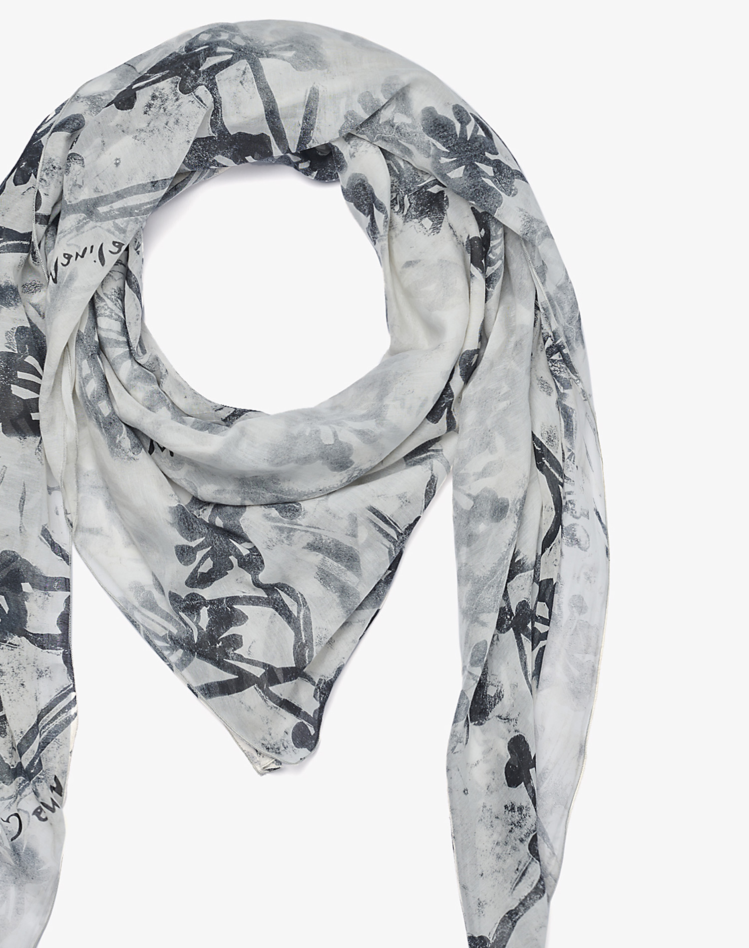 TRAPEZE SCARF IN VOILE COTTON SILK - BLACK - Manila Grace | Official Website