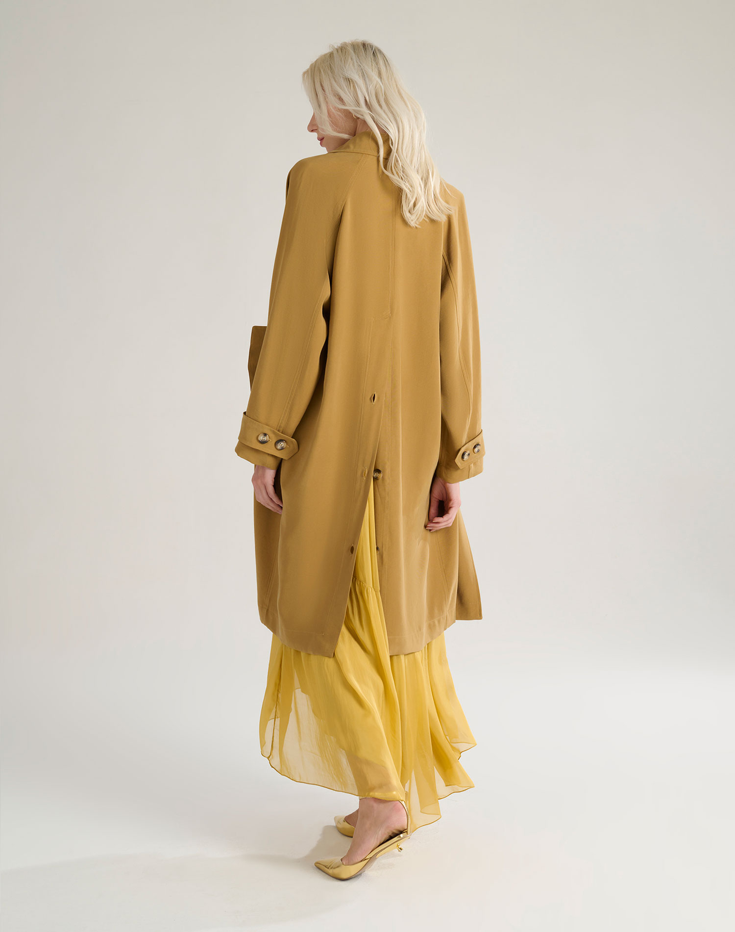 LONG TRENCH COAT - MUSTARD - Manila Grace | Official Website