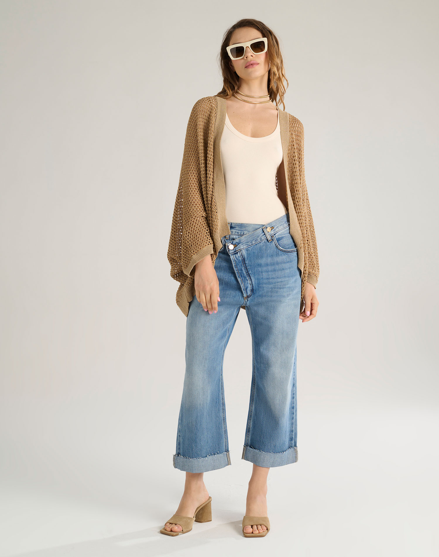 NET STITCH CARDIGAN - HONEY - Manila Grace | Official Website