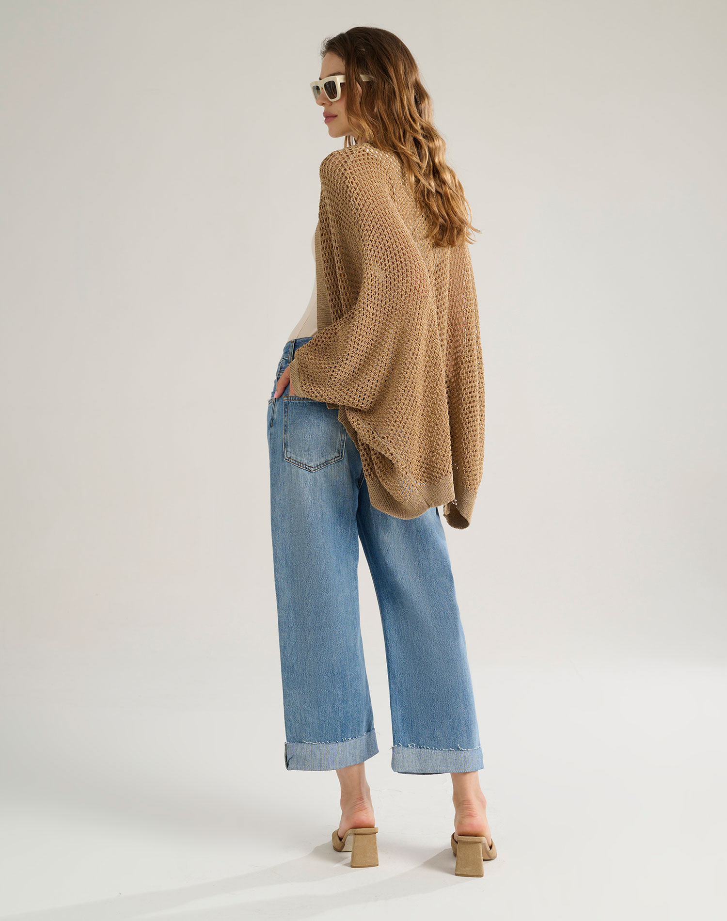 NET STITCH CARDIGAN - HONEY - Manila Grace | Official Website