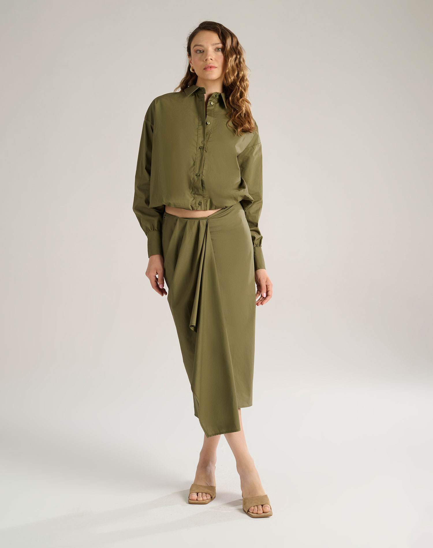 SKIRT WITH DRAPE - MA509 - Manila Grace | Official Website