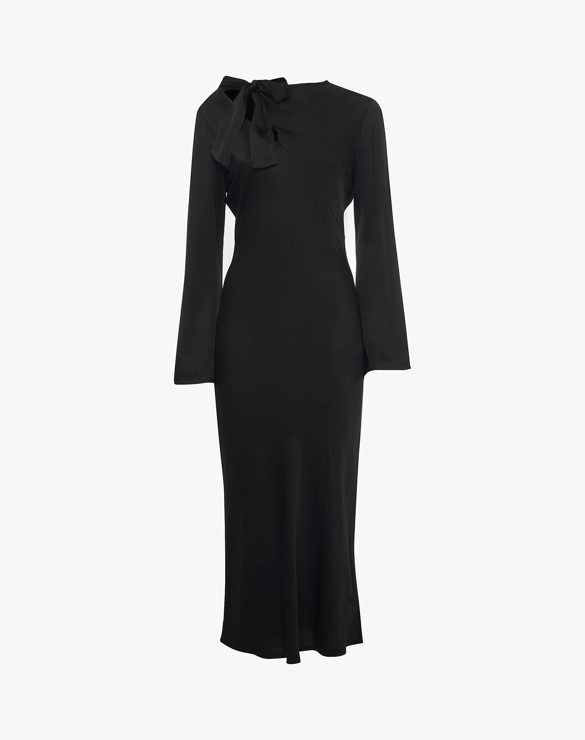 Black Dress With Bow At The Neck - DRESSES - Manila Grace | Official Website