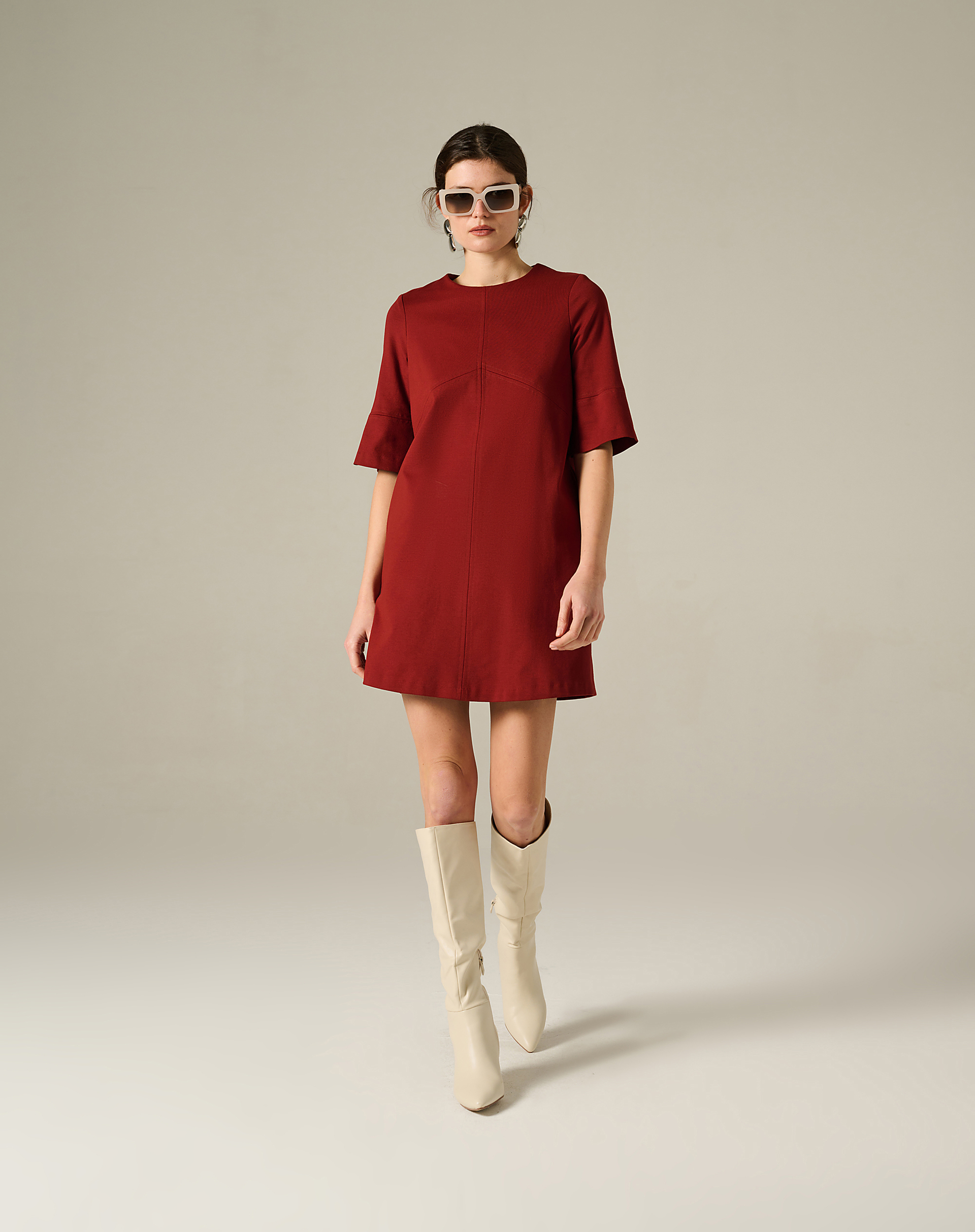 Straight Dress With 3/4 Sleeves - MA641 - Manila Grace | Official Website