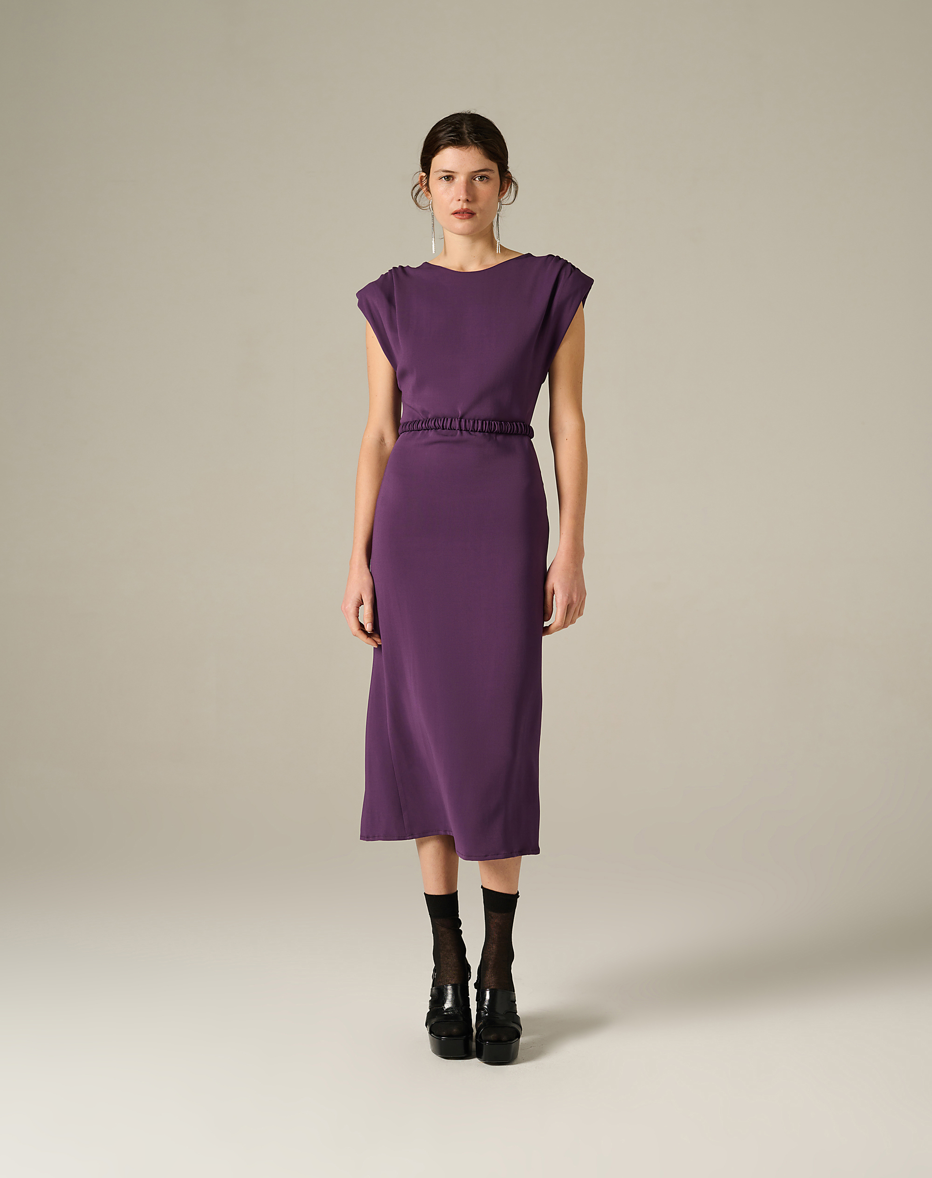 Midi Dress With Elastic Waist - MA648 - Manila Grace | Official Website