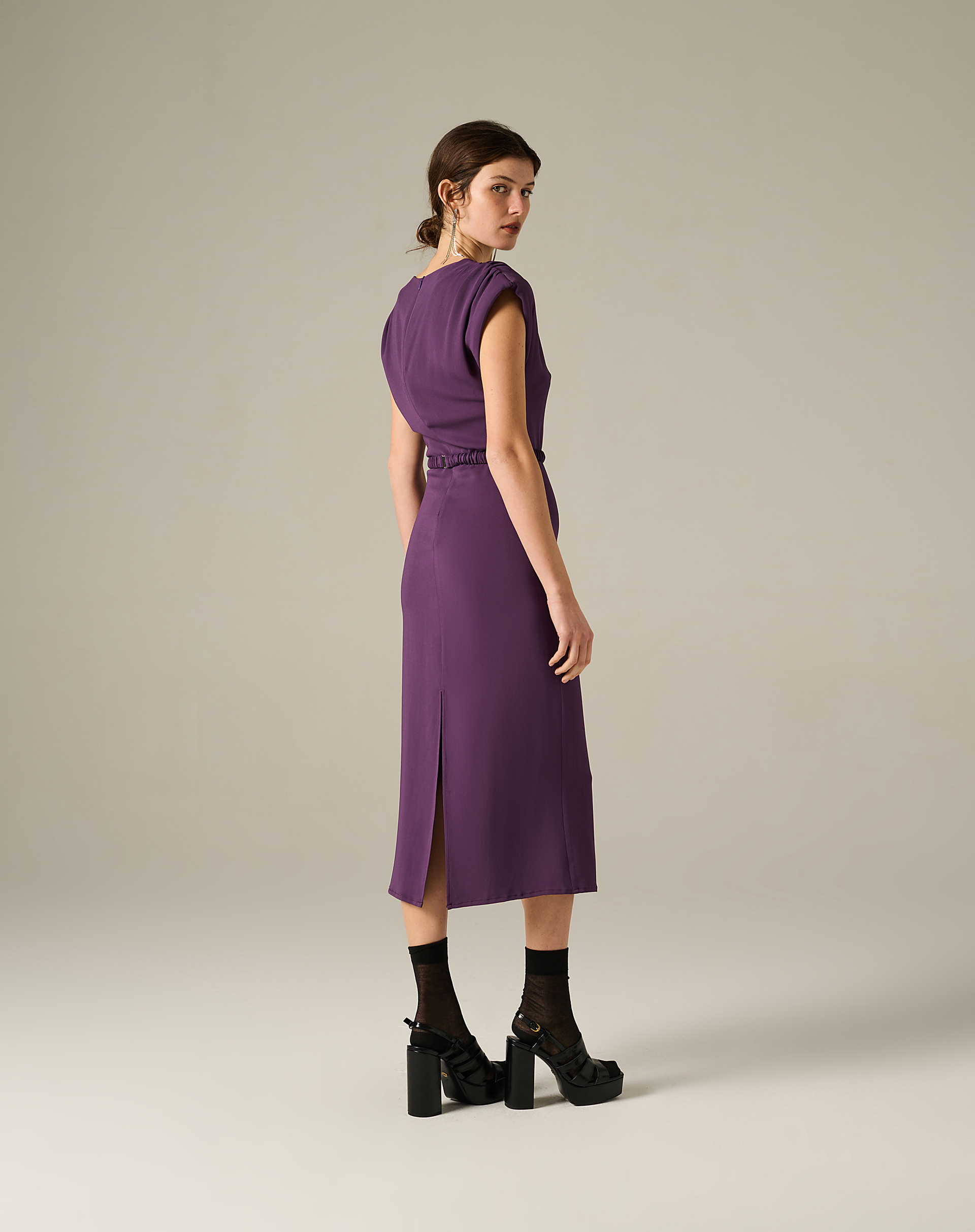 Midi Dress With Elastic Waist - MA648 - Manila Grace | Official Website