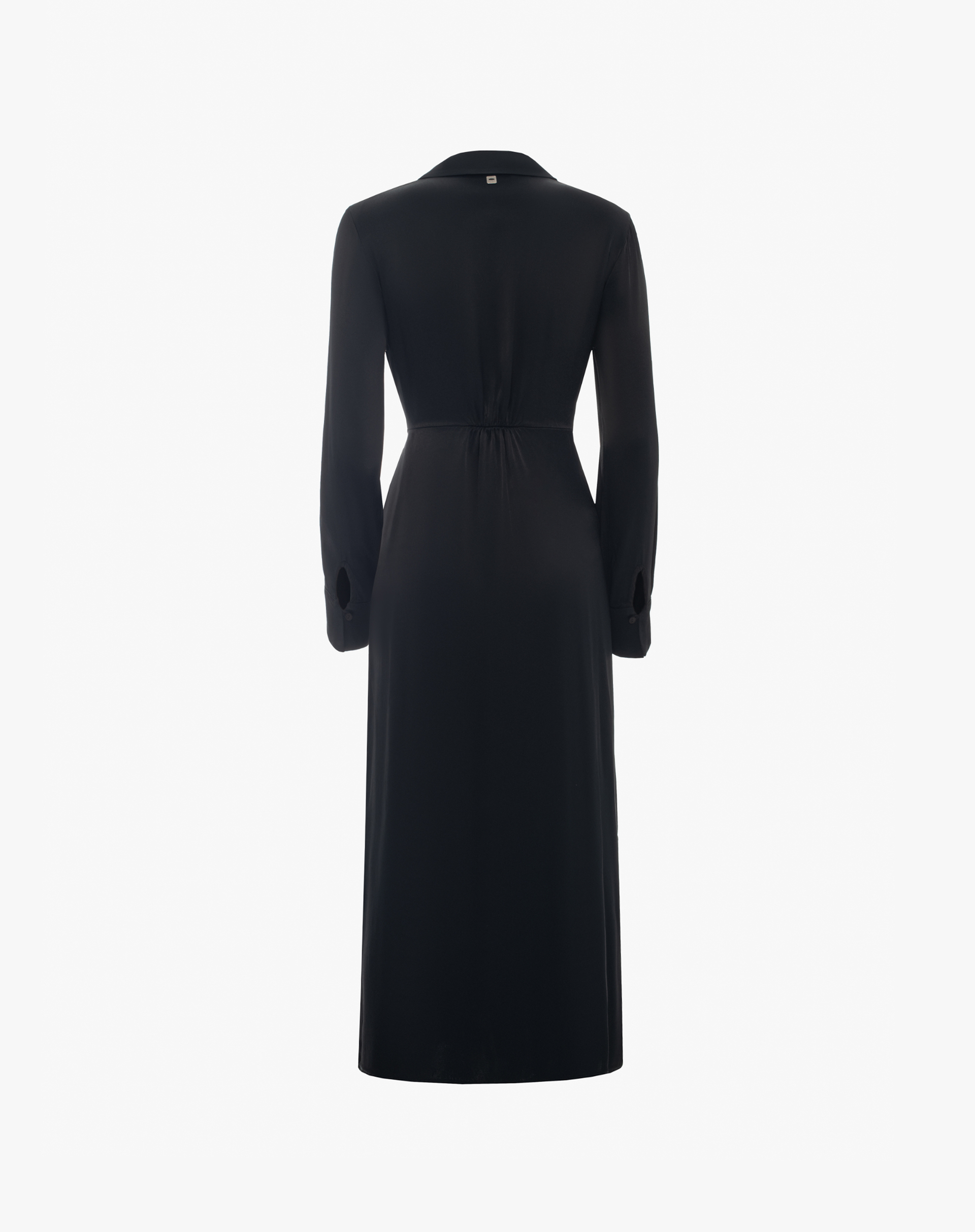 Long Shirt Dress With Side Knot - BLACK - Manila Grace | Official Website