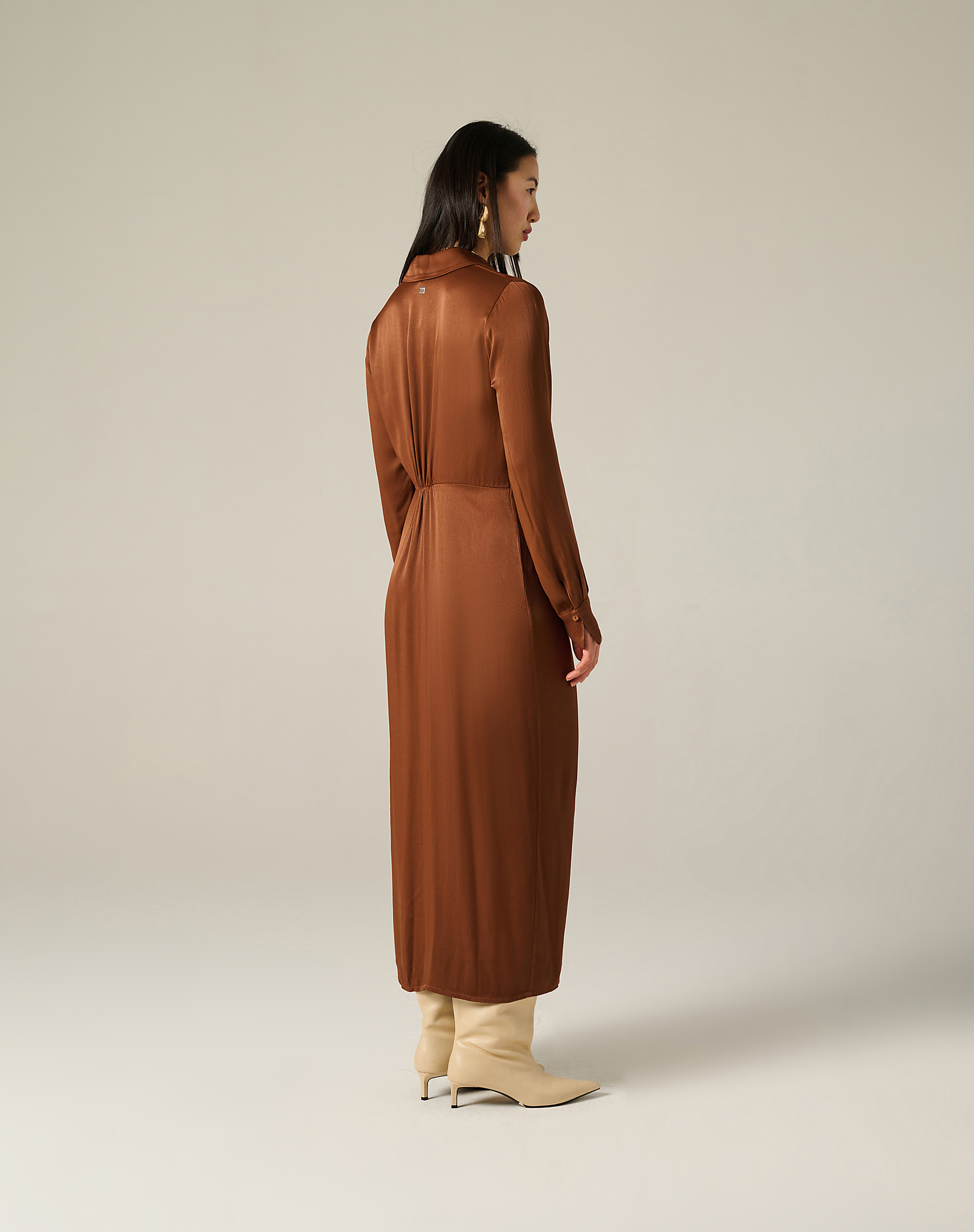 Long Shirt Dress With Side Knot - MA224 - Manila Grace | Official Website
