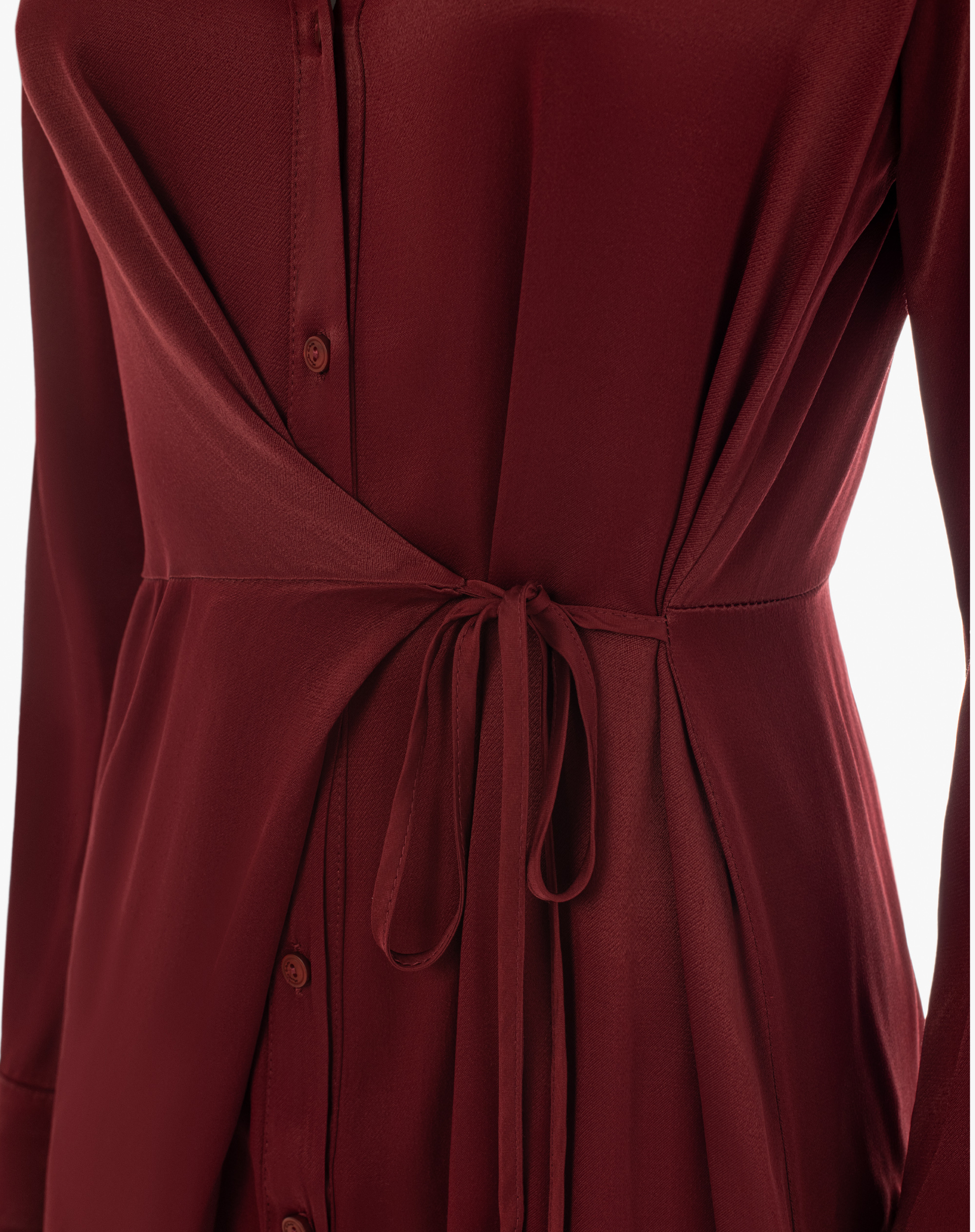 Abito Chemisier Lungo Con Nodo Laterale - BORGOGNA - Manila Grace