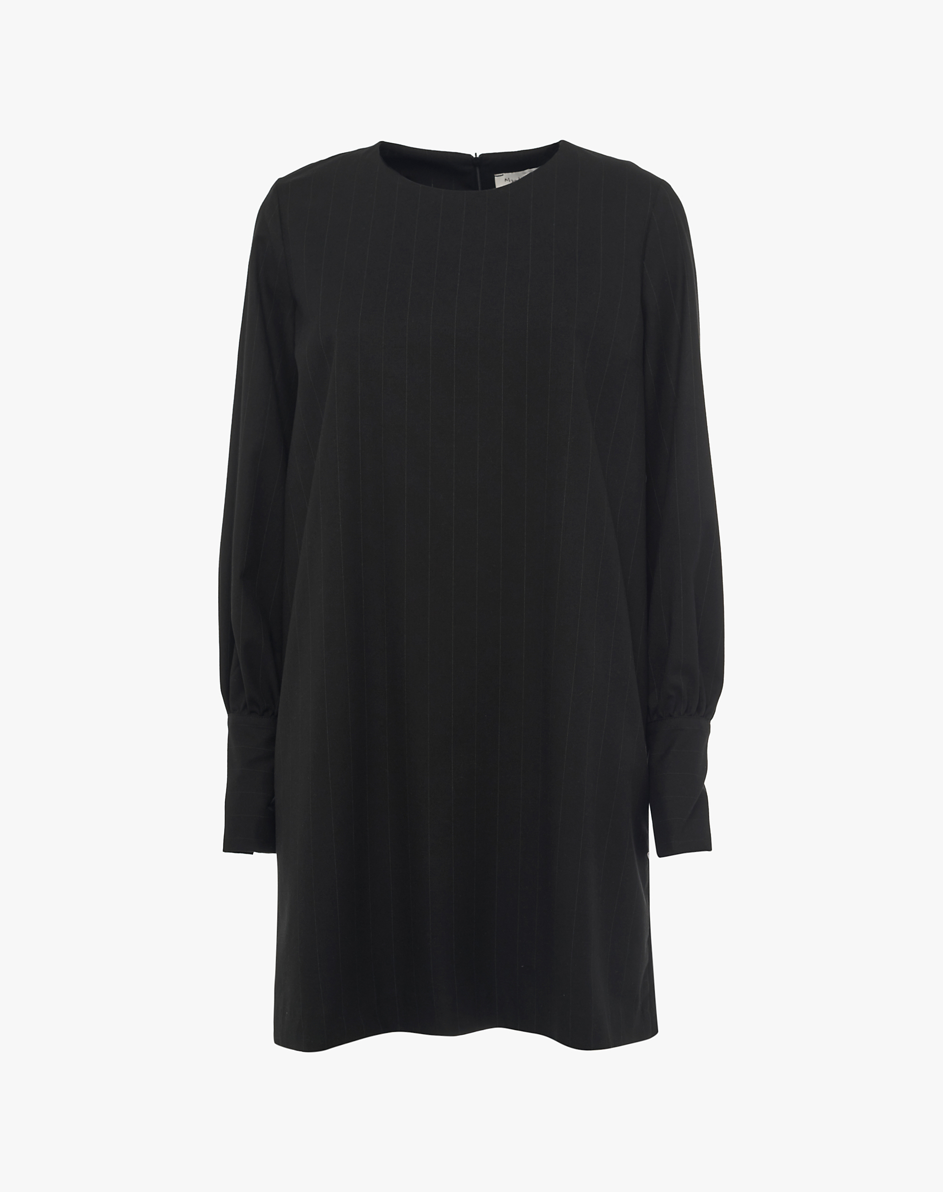 Short Dress In Fluid Fabric With Tailored Cuffs - BLACK - Manila Grace | Official Website
