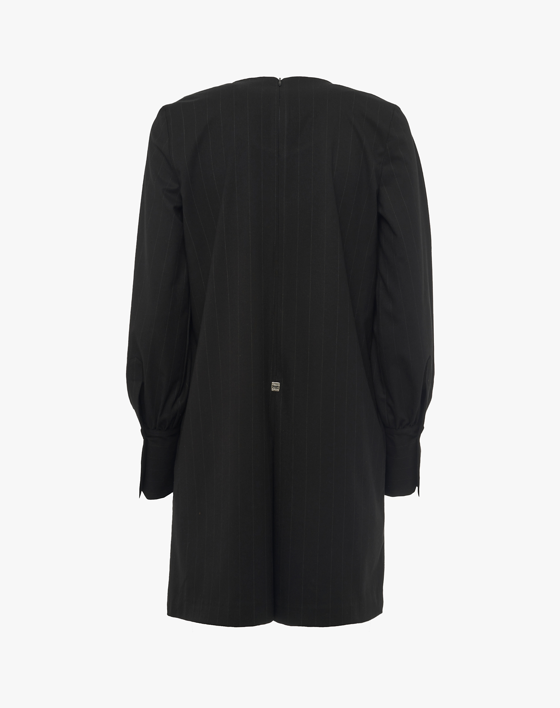 Short Dress In Fluid Fabric With Tailored Cuffs - BLACK - Manila Grace | Official Website