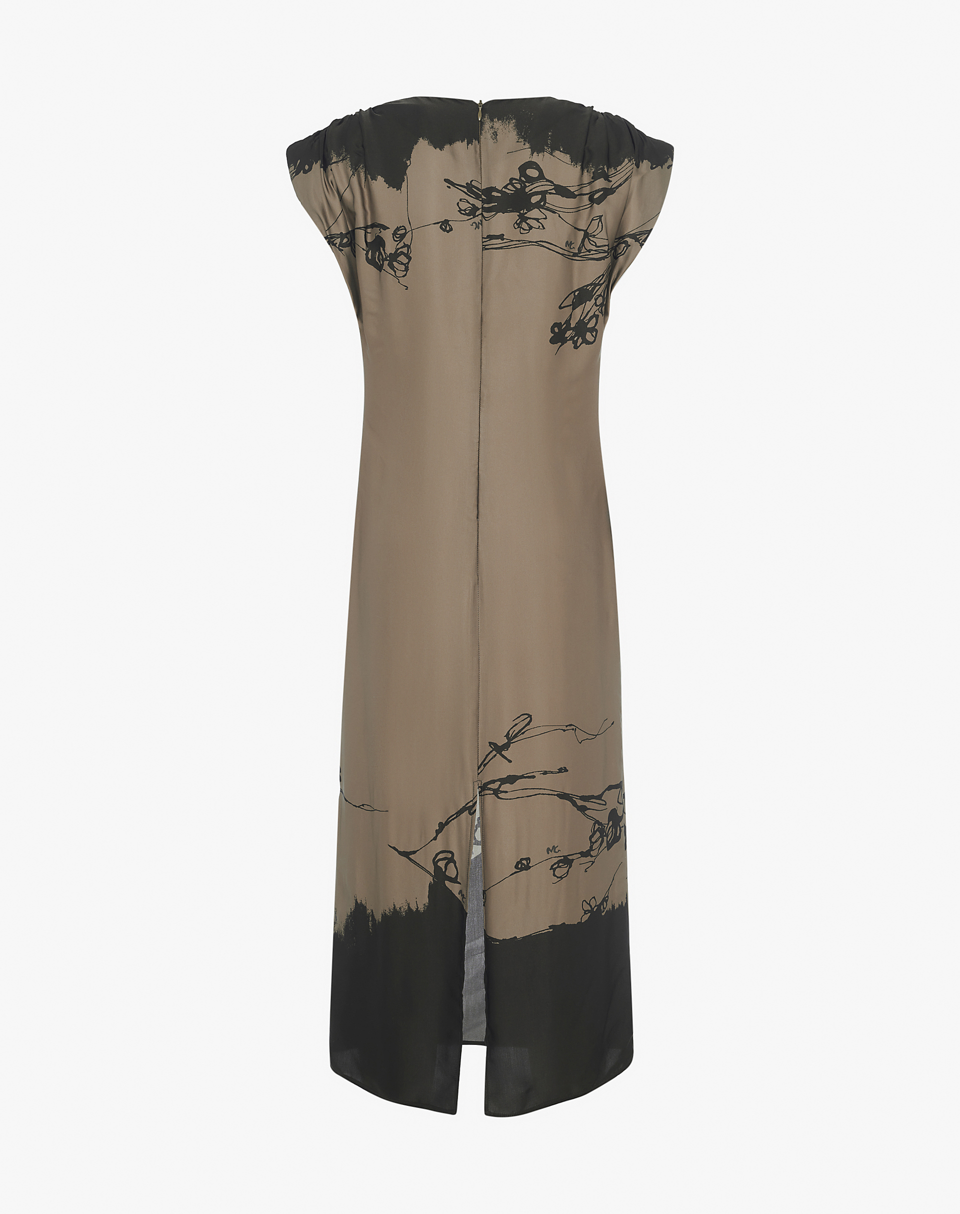 Midi Dress With Sequins And Thin Straps - MILITARY GREEN - Manila Grace | Official Website