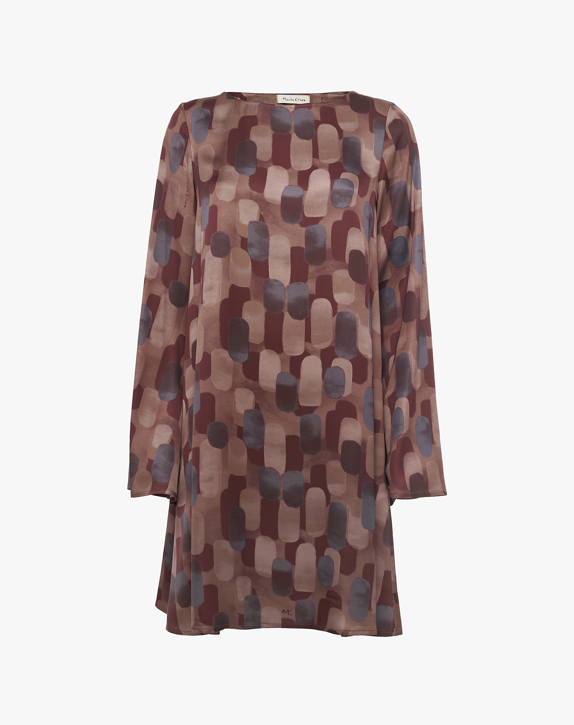 Short Dress In Fluid Fabric With Geometric Print - DRESSES - Manila Grace | Official Website