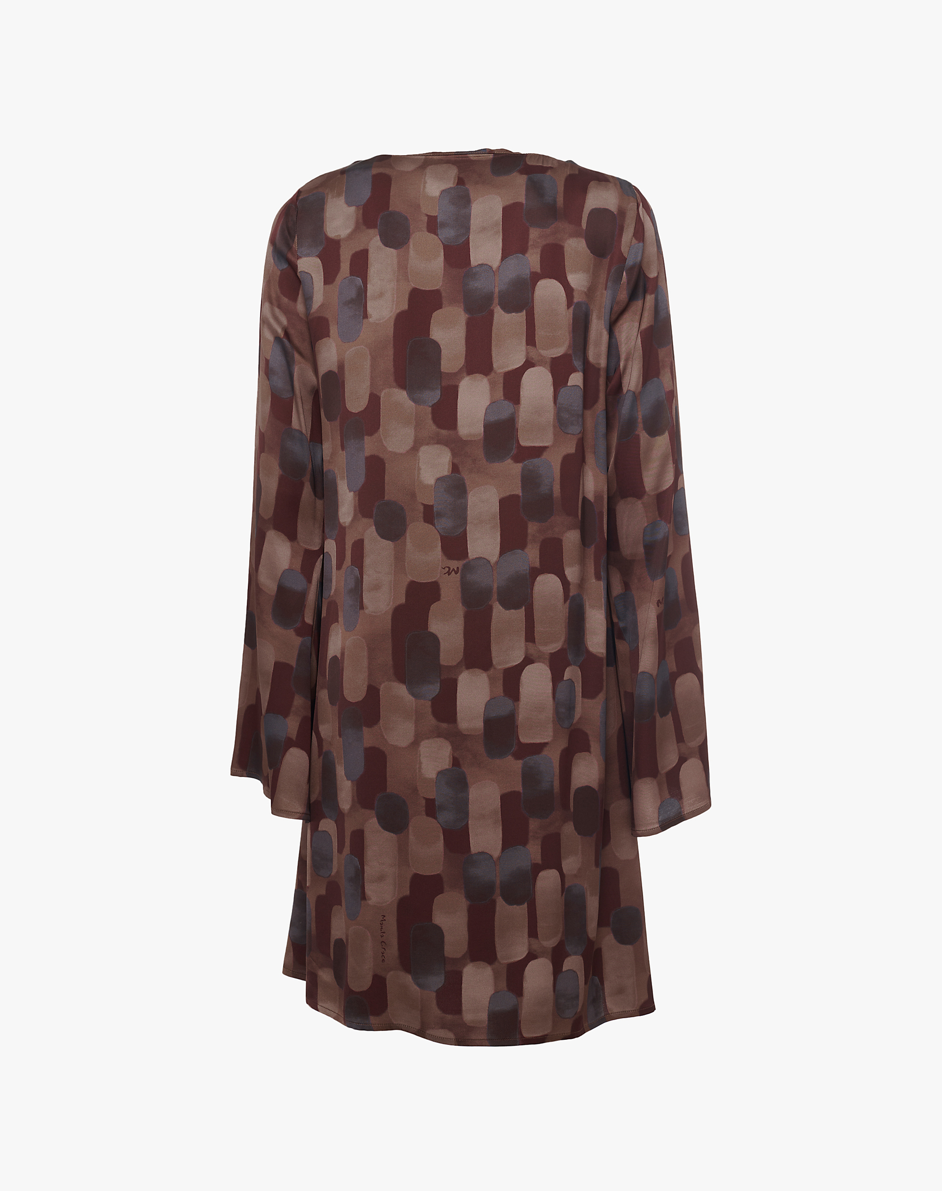 Short Dress In Fluid Fabric With Geometric Print - DRESSES - Manila Grace | Official Website