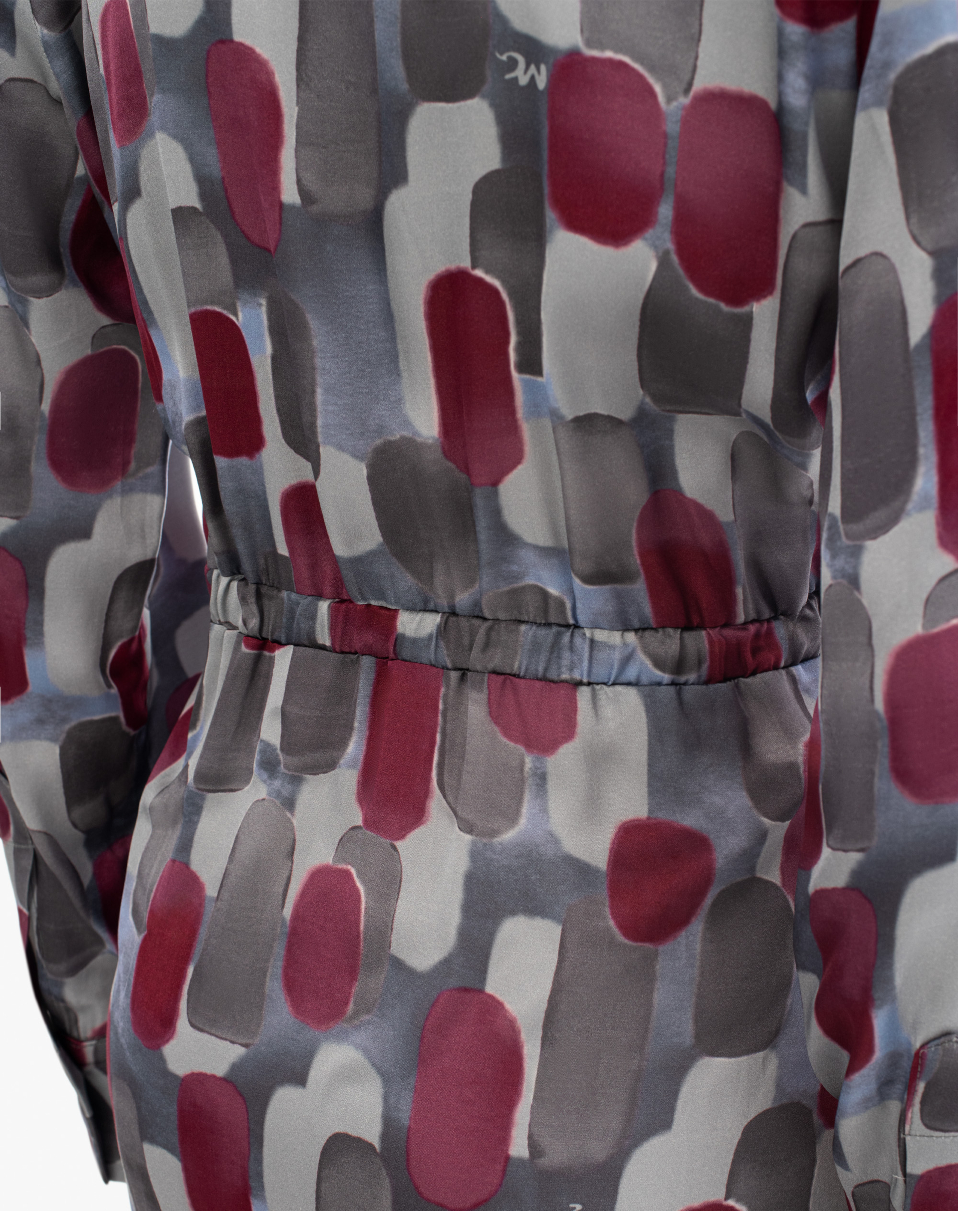 Long Printed Dress With Crossed Neckline - STONE - Manila Grace | Official Website