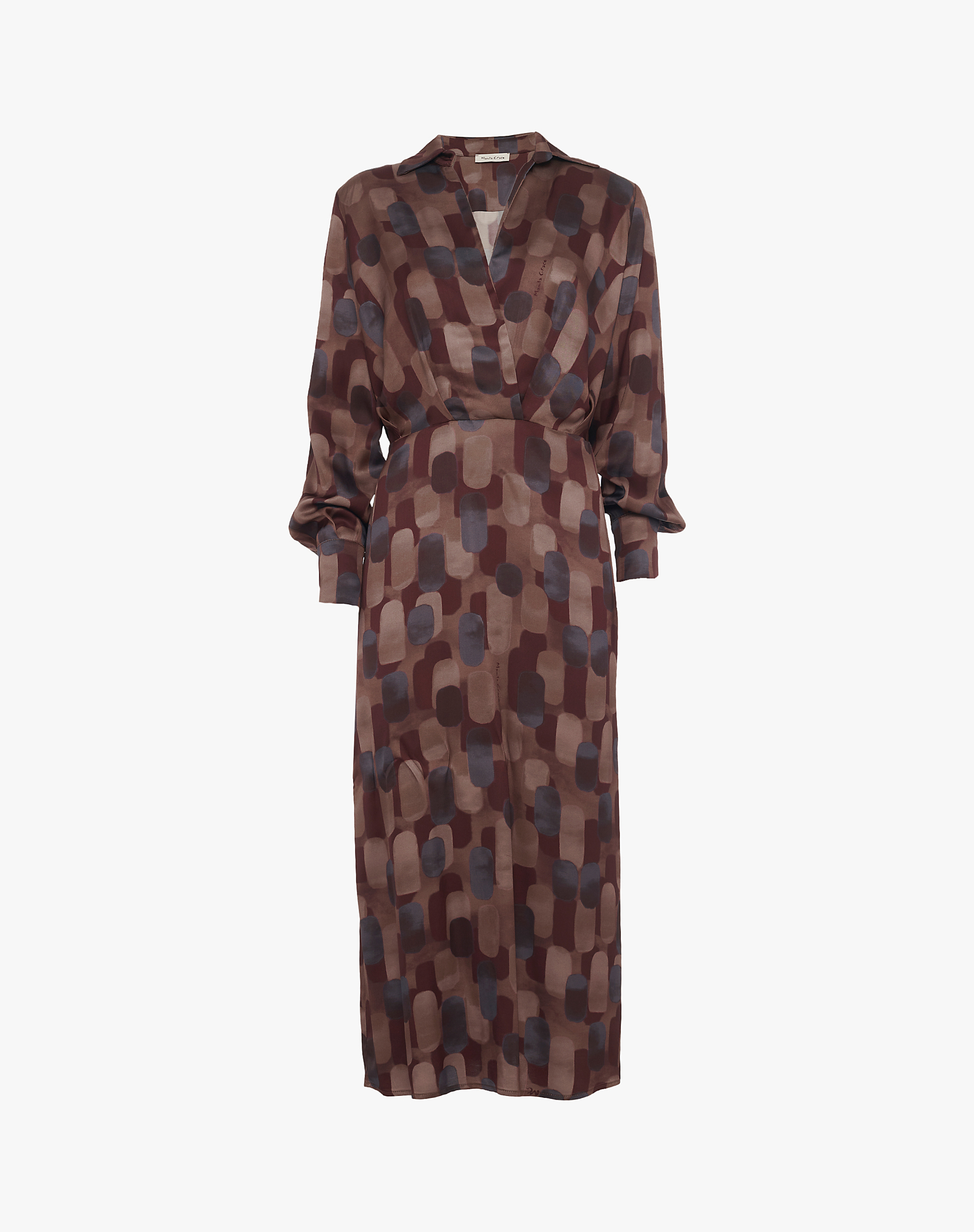 Long Printed Dress With Crossed Neckline - MA645 - Manila Grace | Official Website