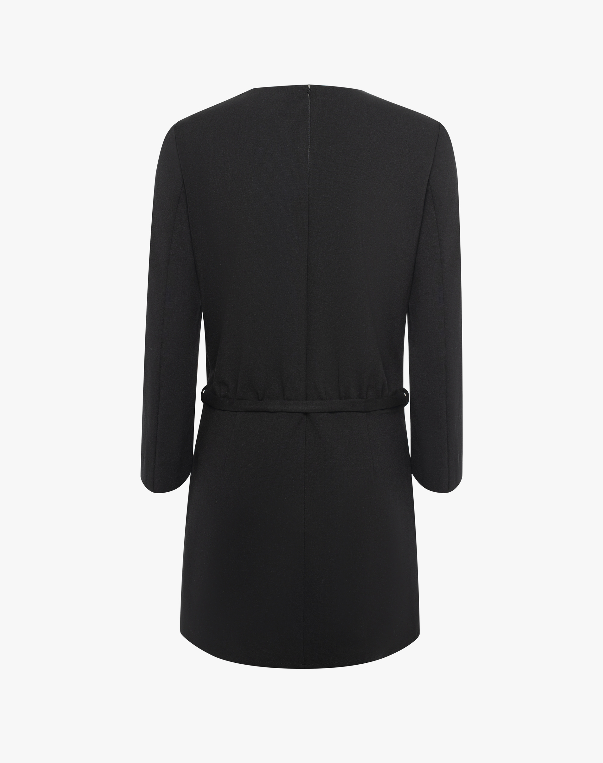 Short Dress With Belt At The Waist And Long Sleeves - BLACK - Manila Grace | Official Website