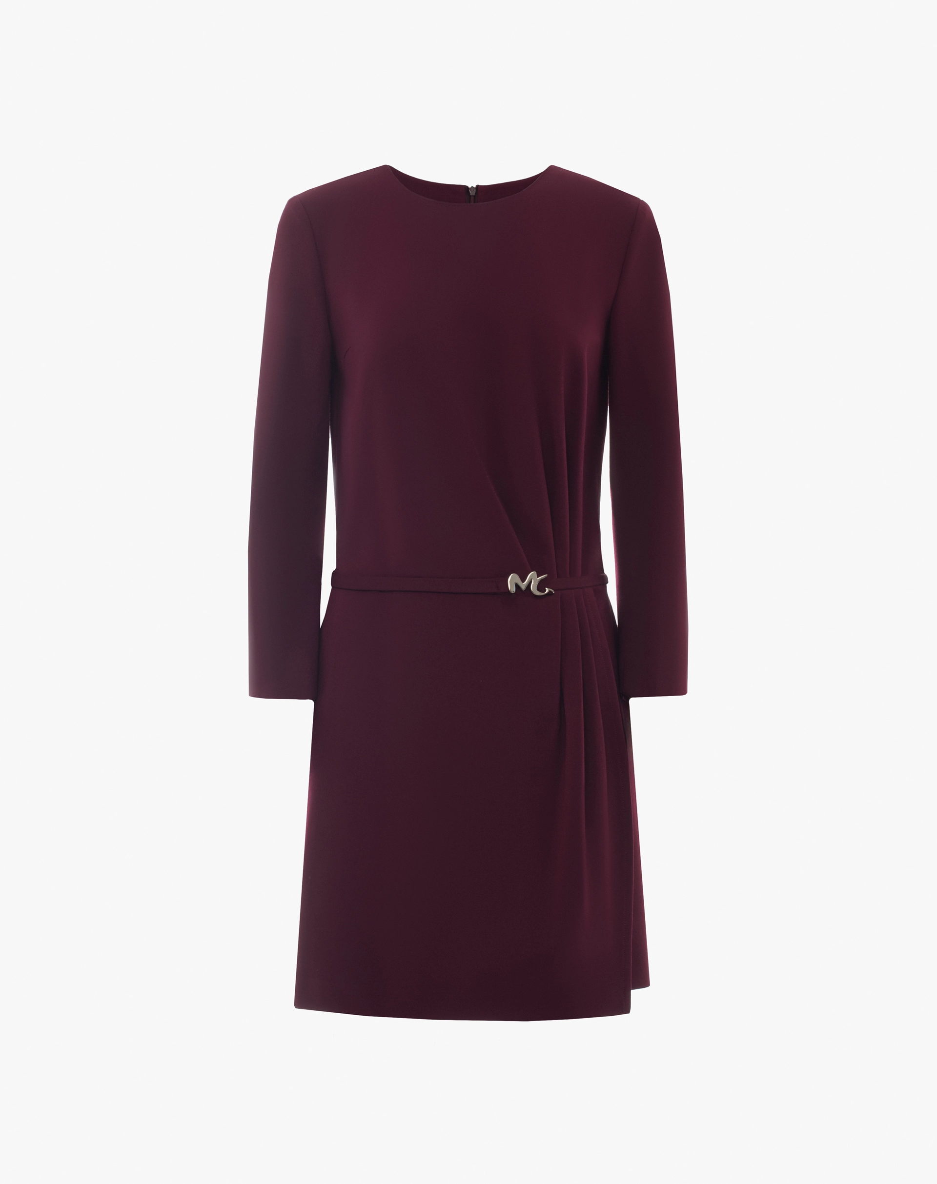 Abito Corto Con Cintura In Vita E Maniche Lunghe - BORGOGNA - Manila Grace