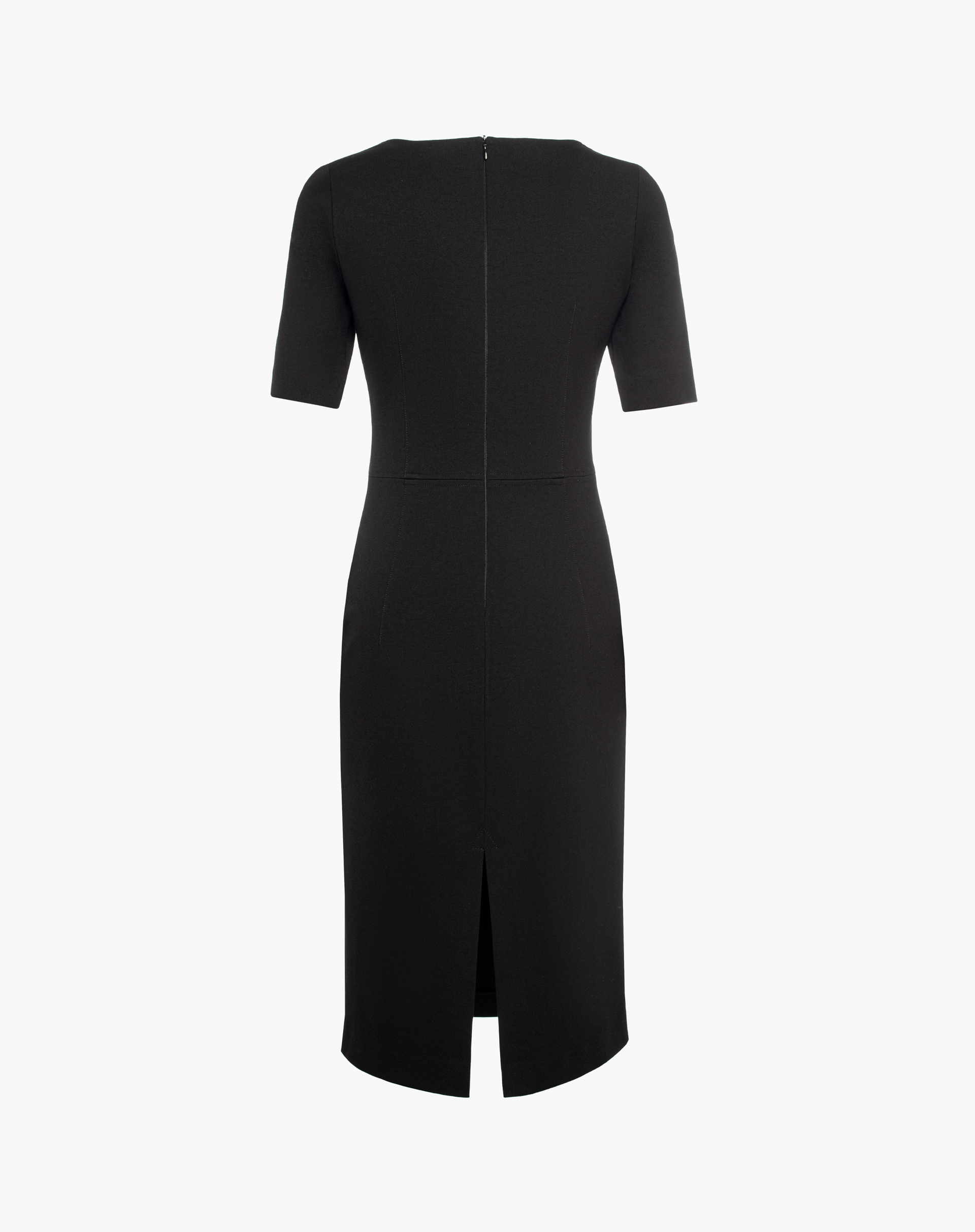 Midi Dress With Short Sleeves And Logo Belt - BLACK - Manila Grace | Official Website