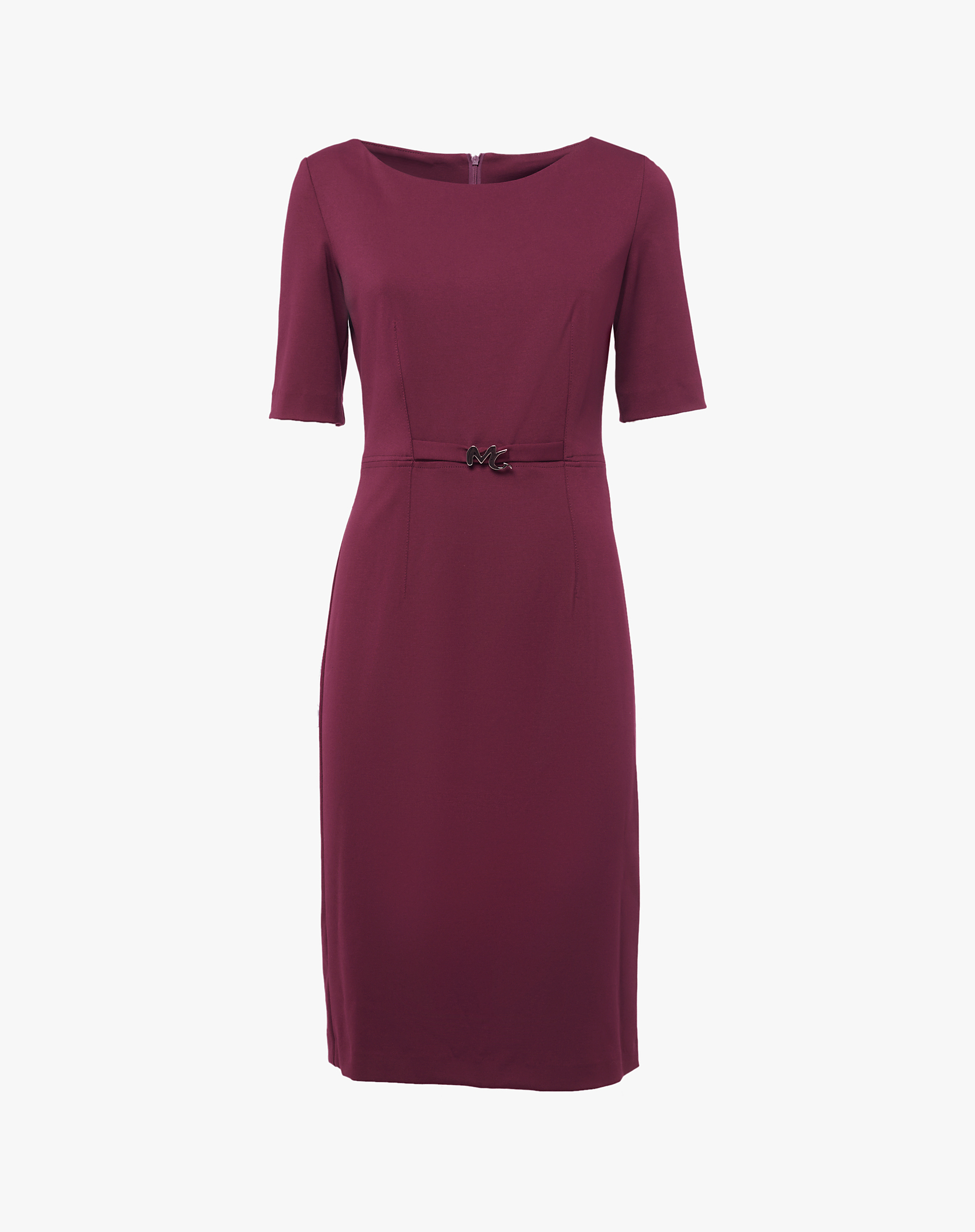 Midi Dress With Short Sleeves And Logo Belt - MA641 - Manila Grace | Official Website