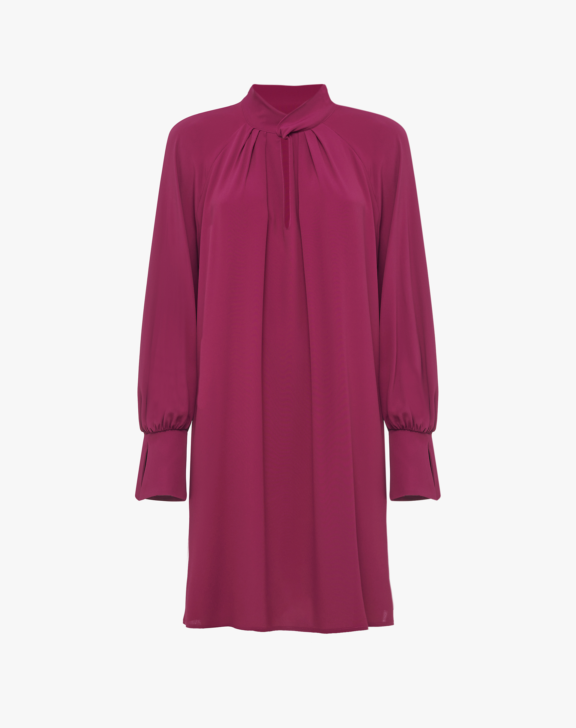 Flowy Short Dress With Gathered Neck And Wide Sleeves - MG523 - Manila Grace | Official Website