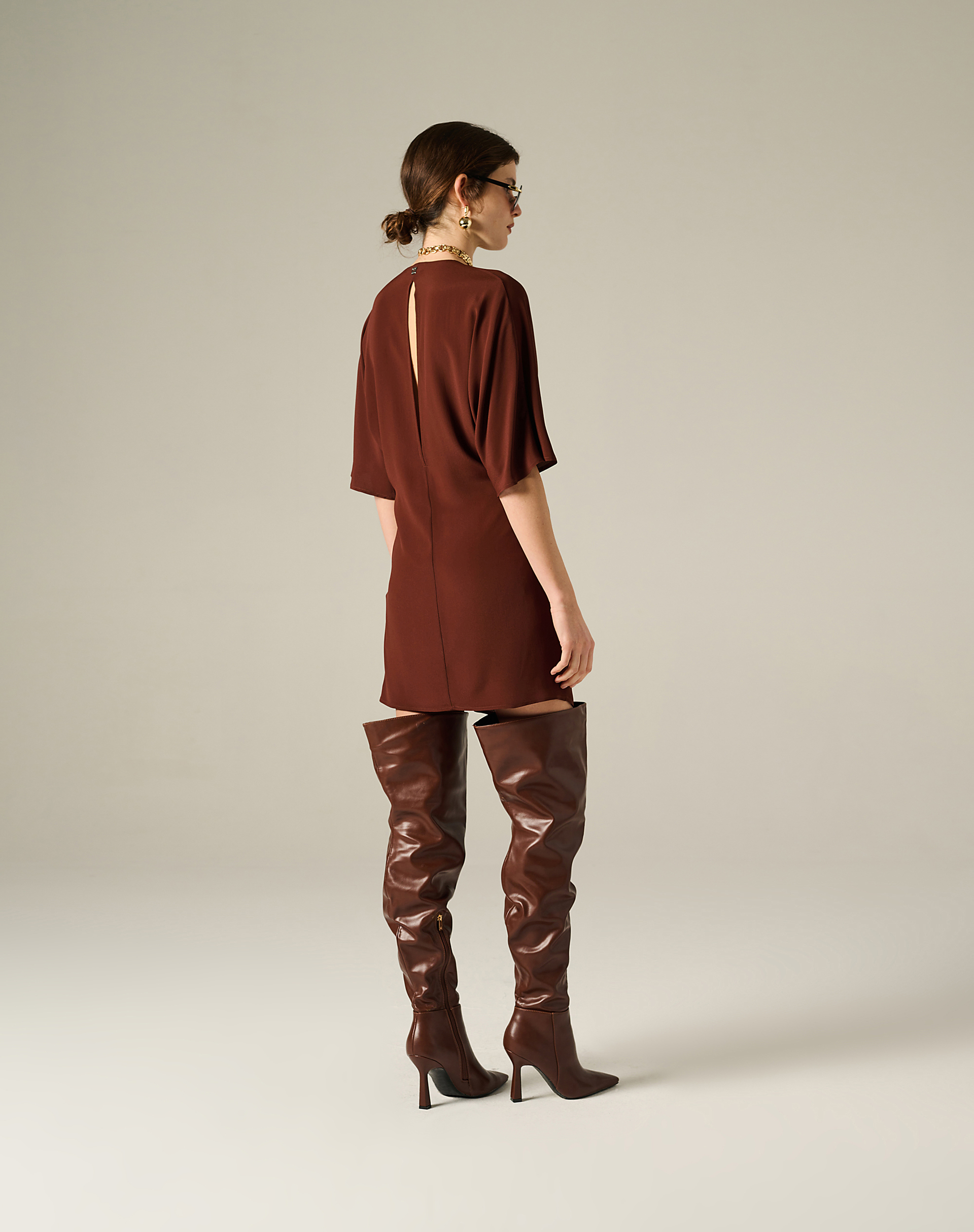 Short Draped Dress With Side Knot - MA646 - Manila Grace | Official Website