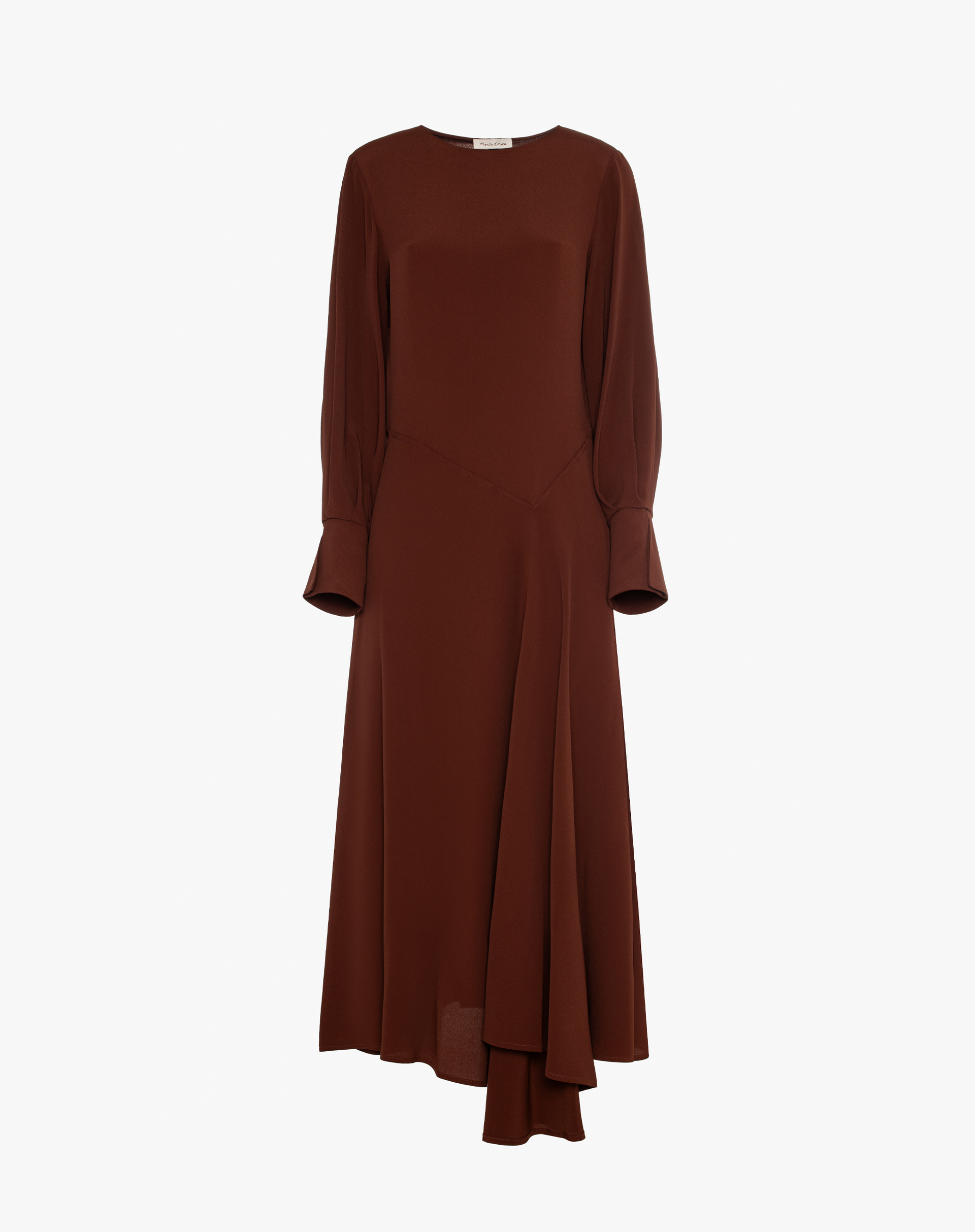 Midi Dress With Voluminous Sleeves And Asymmetrical Skirt - MA646 - Manila Grace | Official Website