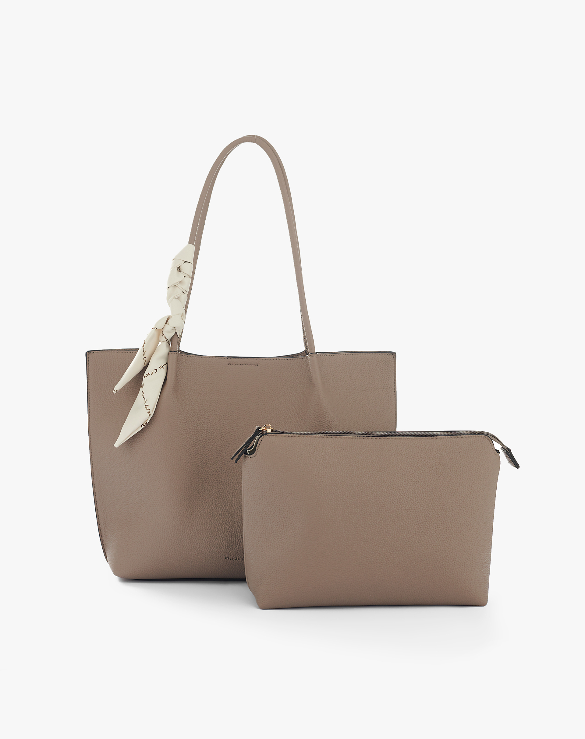 Faux Leather Shopper Bag With Knotted Scarf - MA642 - Manila Grace | Official Website