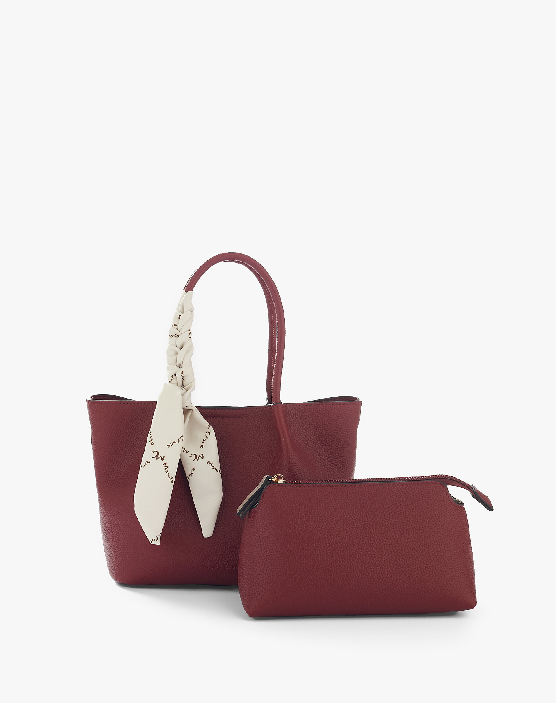 Faux Leather Mini Shopper With Decorative Scarf - MA641 - Manila Grace | Official Website