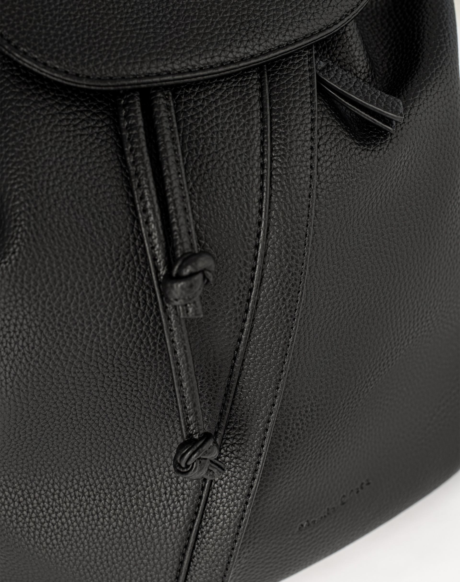 Faux Leather Backpack With Drawstring And Decorative Scarf - BLACK - Manila Grace | Official Website