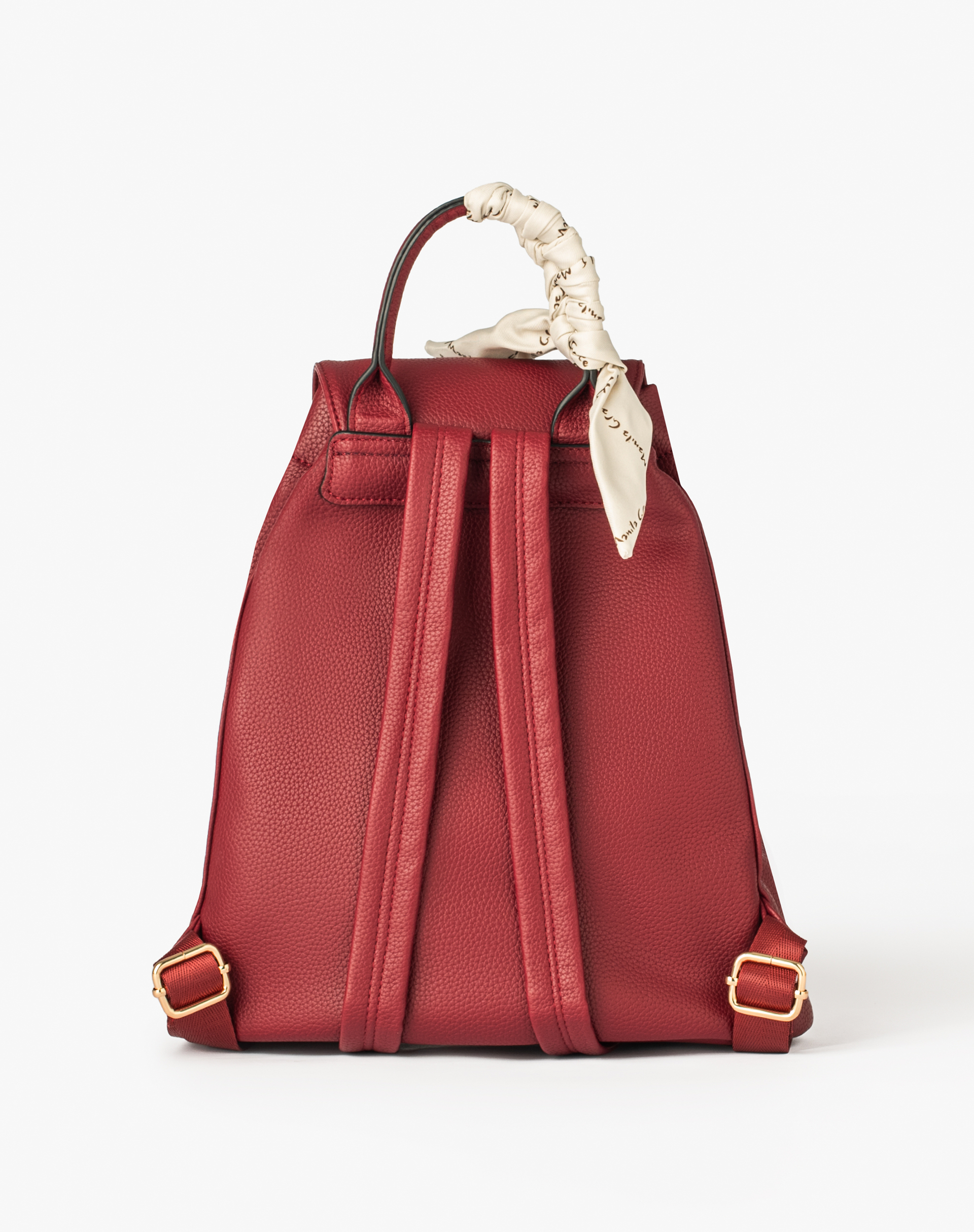 Faux Leather Backpack With Drawstring And Decorative Scarf - MA641 - Manila Grace | Official Website