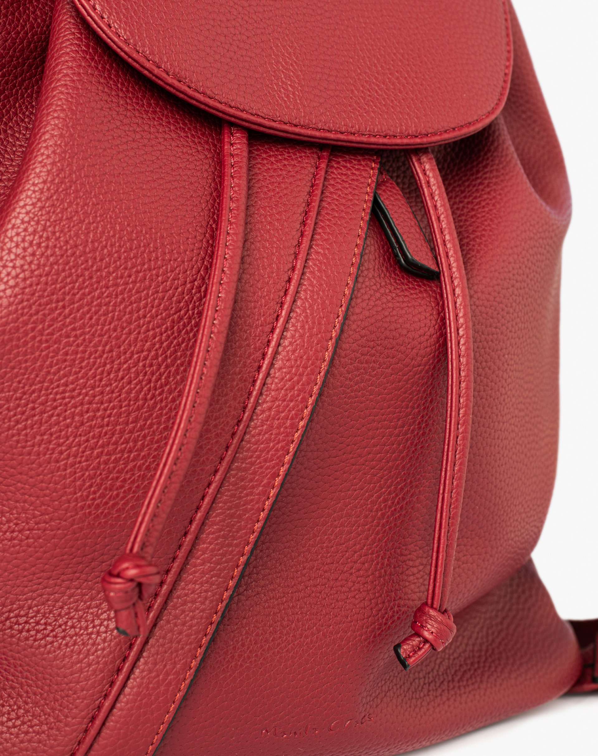 Faux Leather Backpack With Drawstring And Decorative Scarf - MA641 - Manila Grace | Official Website
