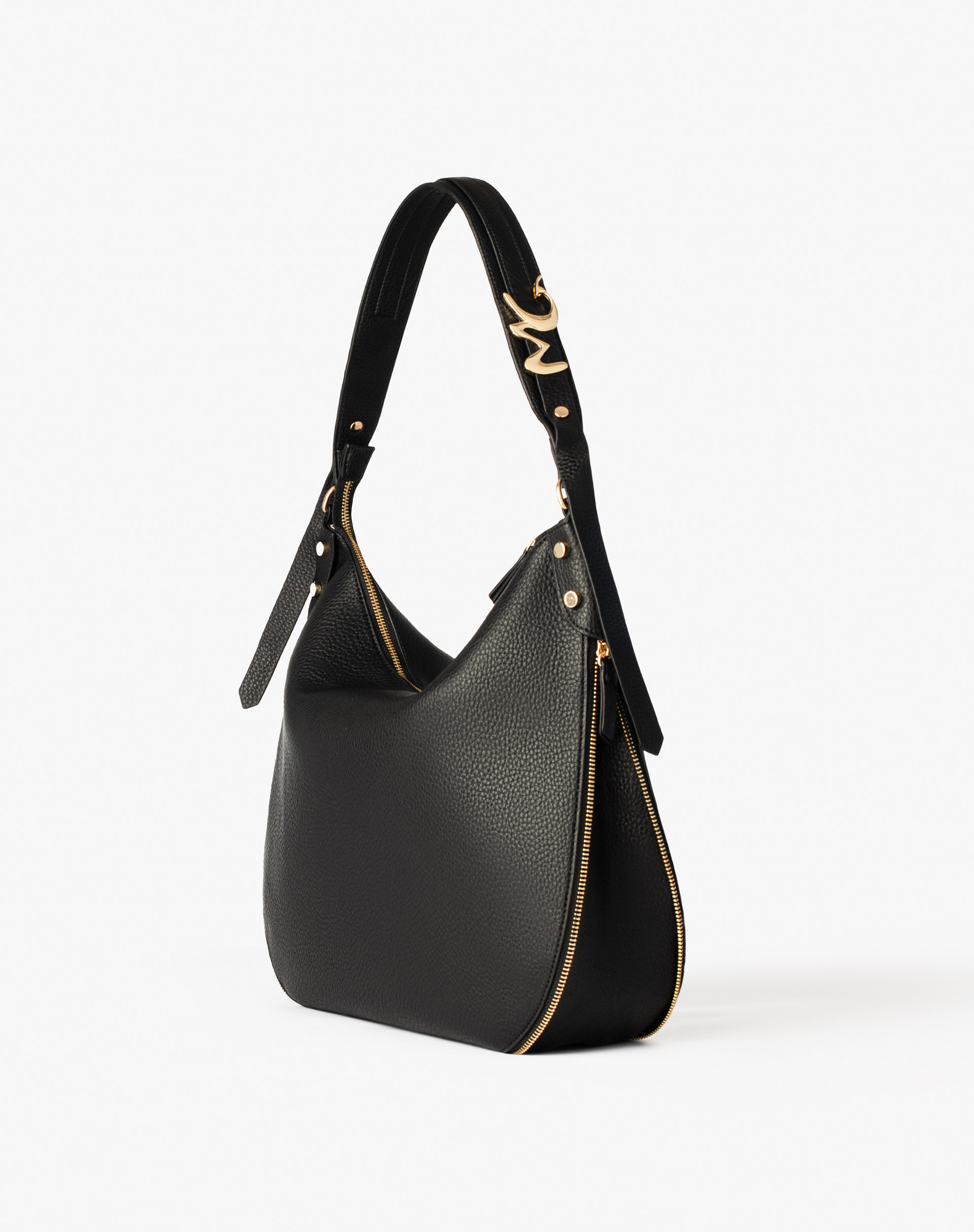 Faux Leather Hobo Bag With Metallic Logo - SHOPPERS - Manila Grace | Official Website