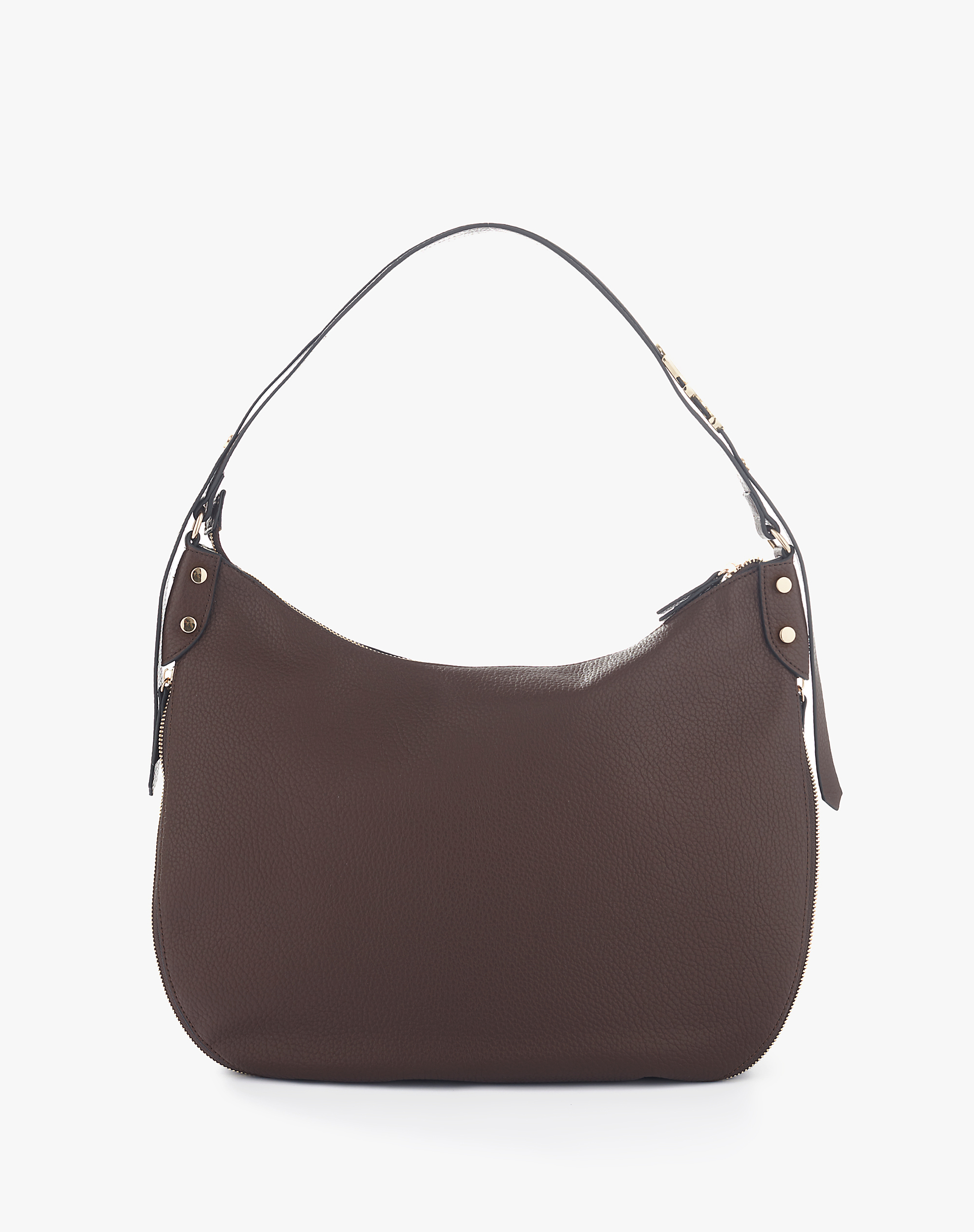 Faux Leather Hobo Bag With Metallic Logo - MA646 - Manila Grace | Official Website