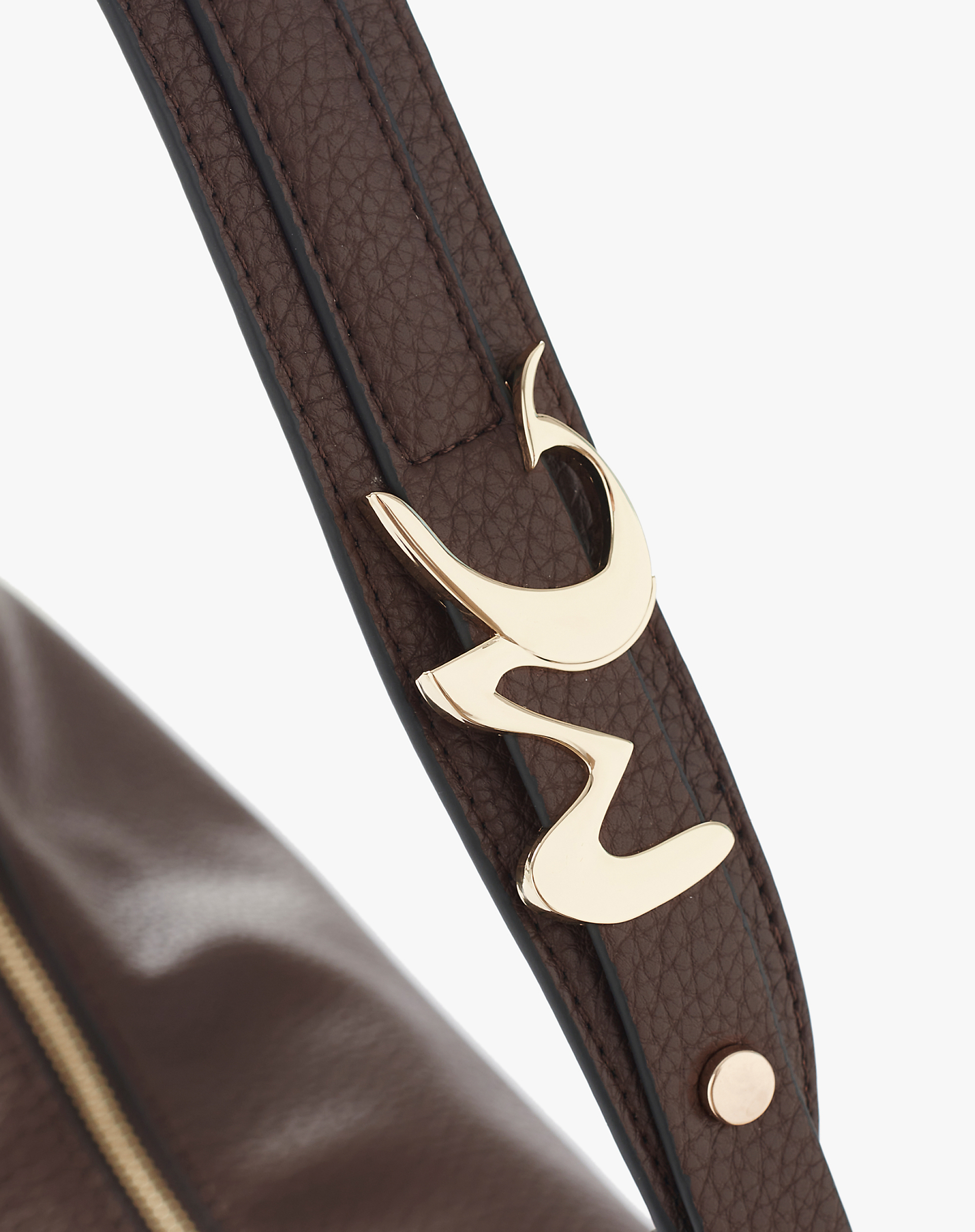 Faux Leather Hobo Bag With Metallic Logo - MA646 - Manila Grace | Official Website
