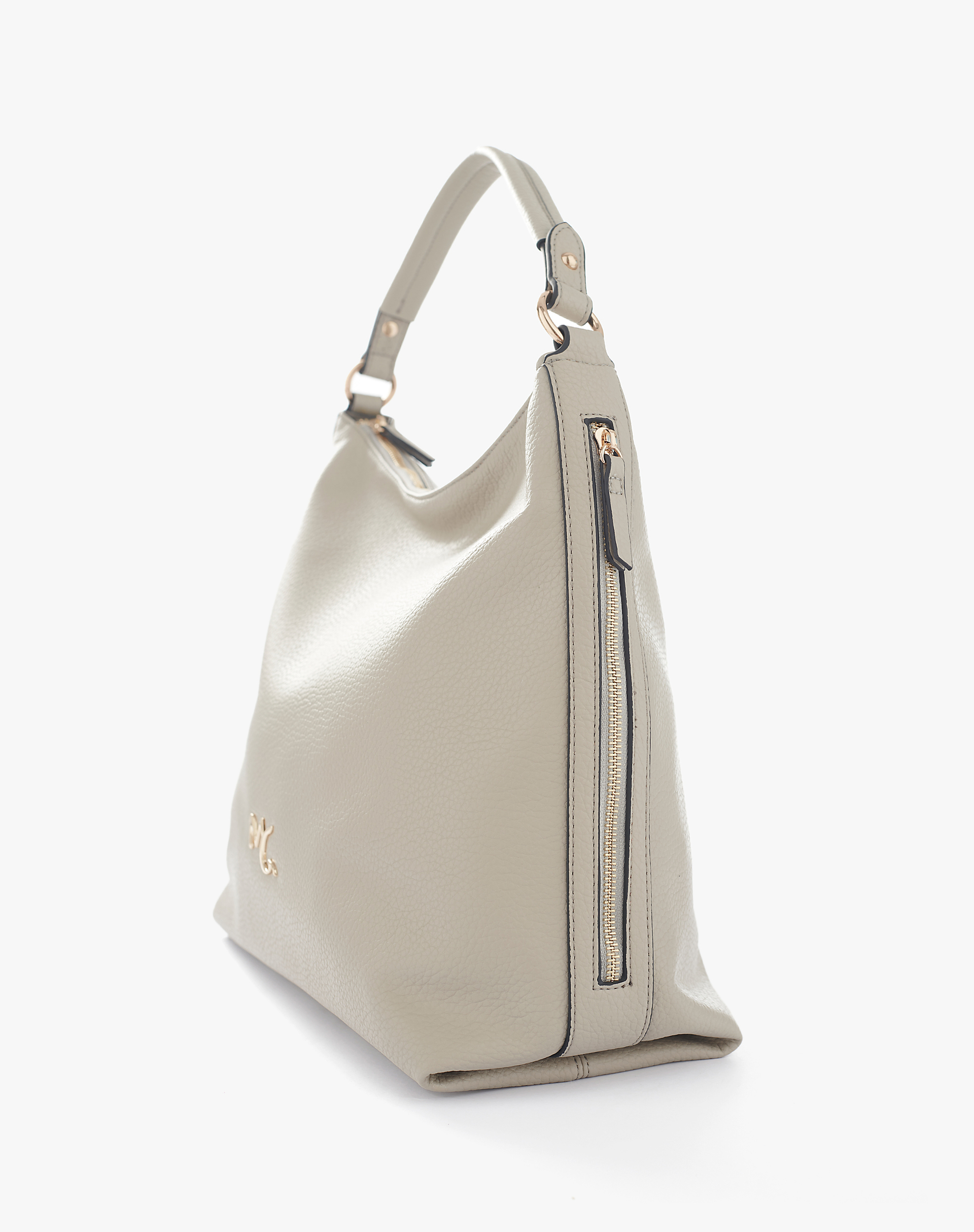 Faux Leather Shoulder Bag With Logo And Side Zips - MG826 - Manila Grace | Official Website