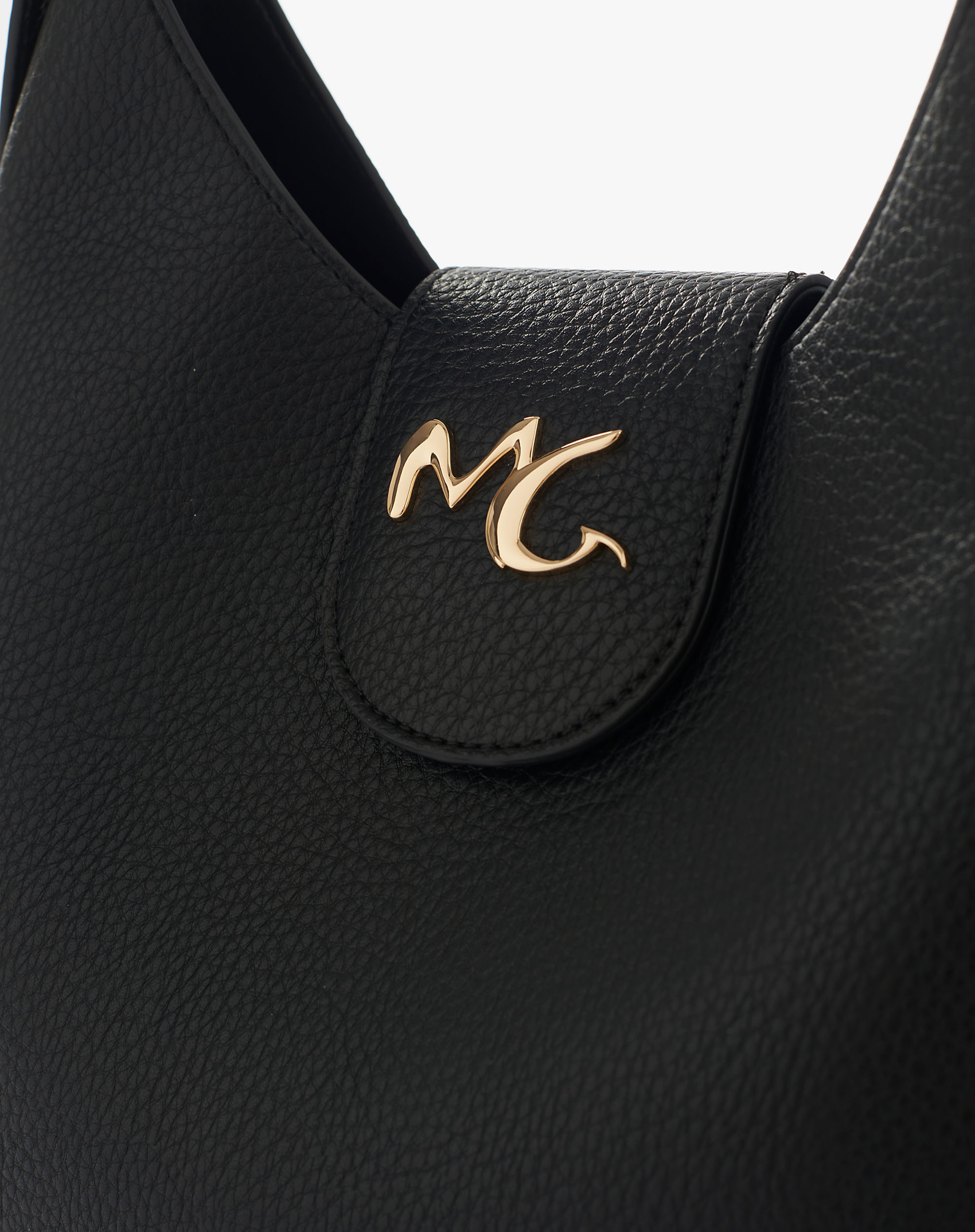 Borsa A Spalla Con Patta E Logo Metallico Mg - NERO - Manila Grace